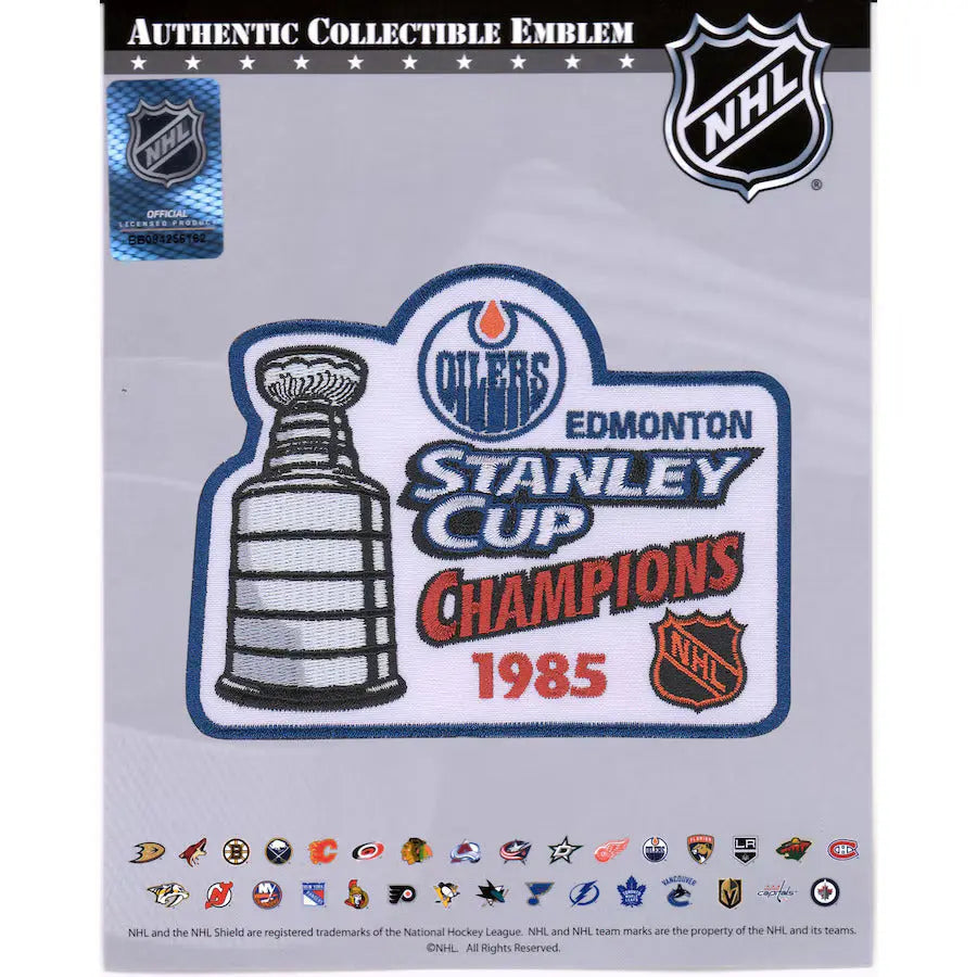 Écusson de maillot des Oilers d'Edmonton champions de la finale de la Coupe Stanley de la LNH 1985