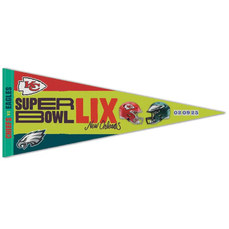 2025 NFL Super Bowl LIX 59 Dueling Philadelphia Eagles Kansas City Chiefs Pennant