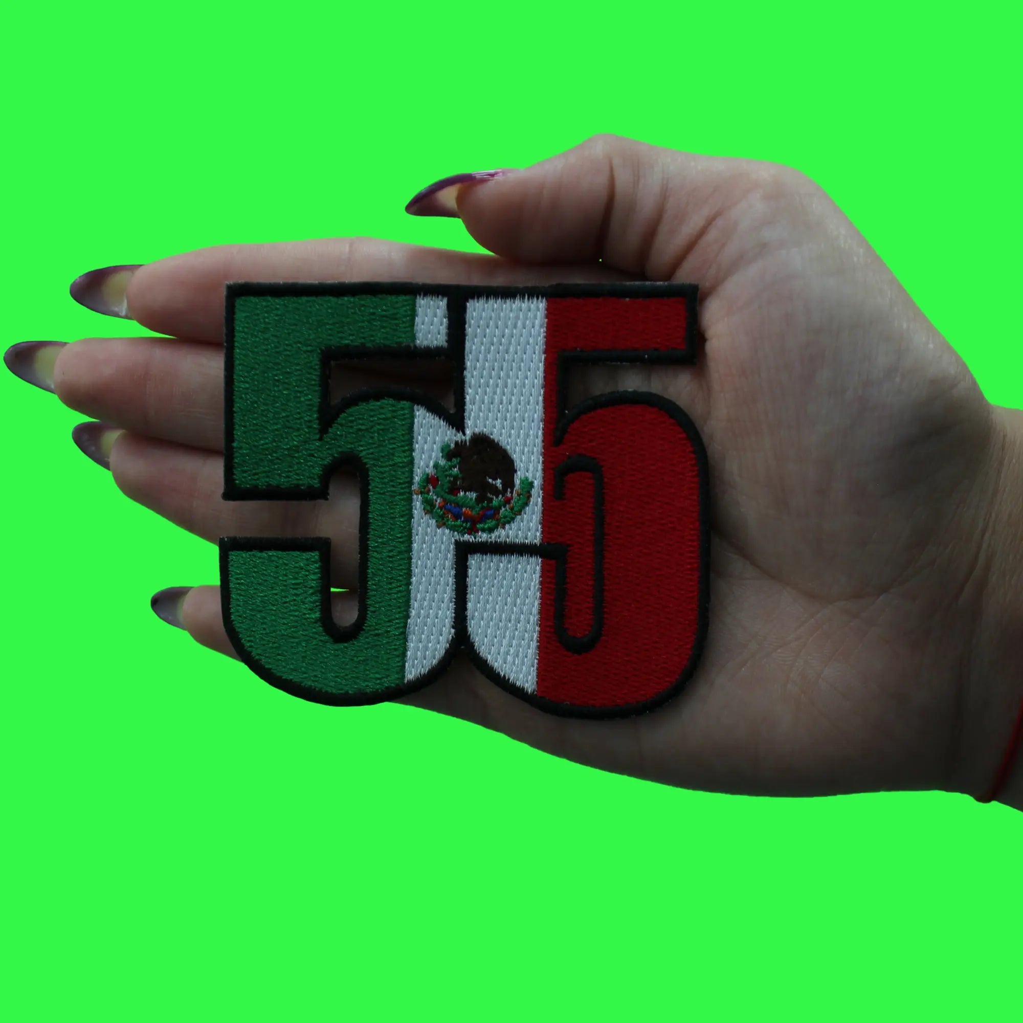 55 Mexican Area Code Patch Represent Country Flag Embroidered Iron On