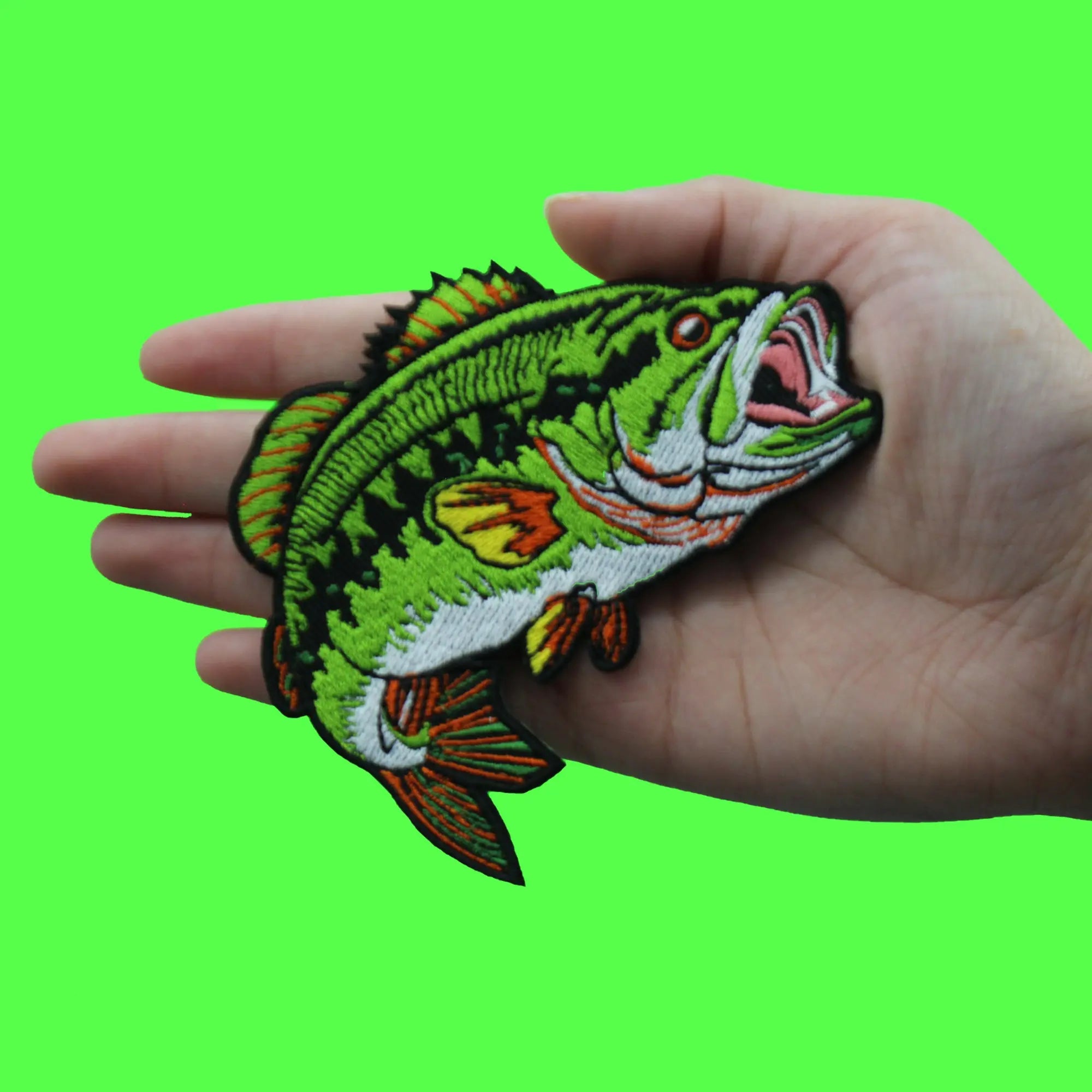 Big Mouth Bass Patch Fishing Bait Hobby Embroidered Iron On