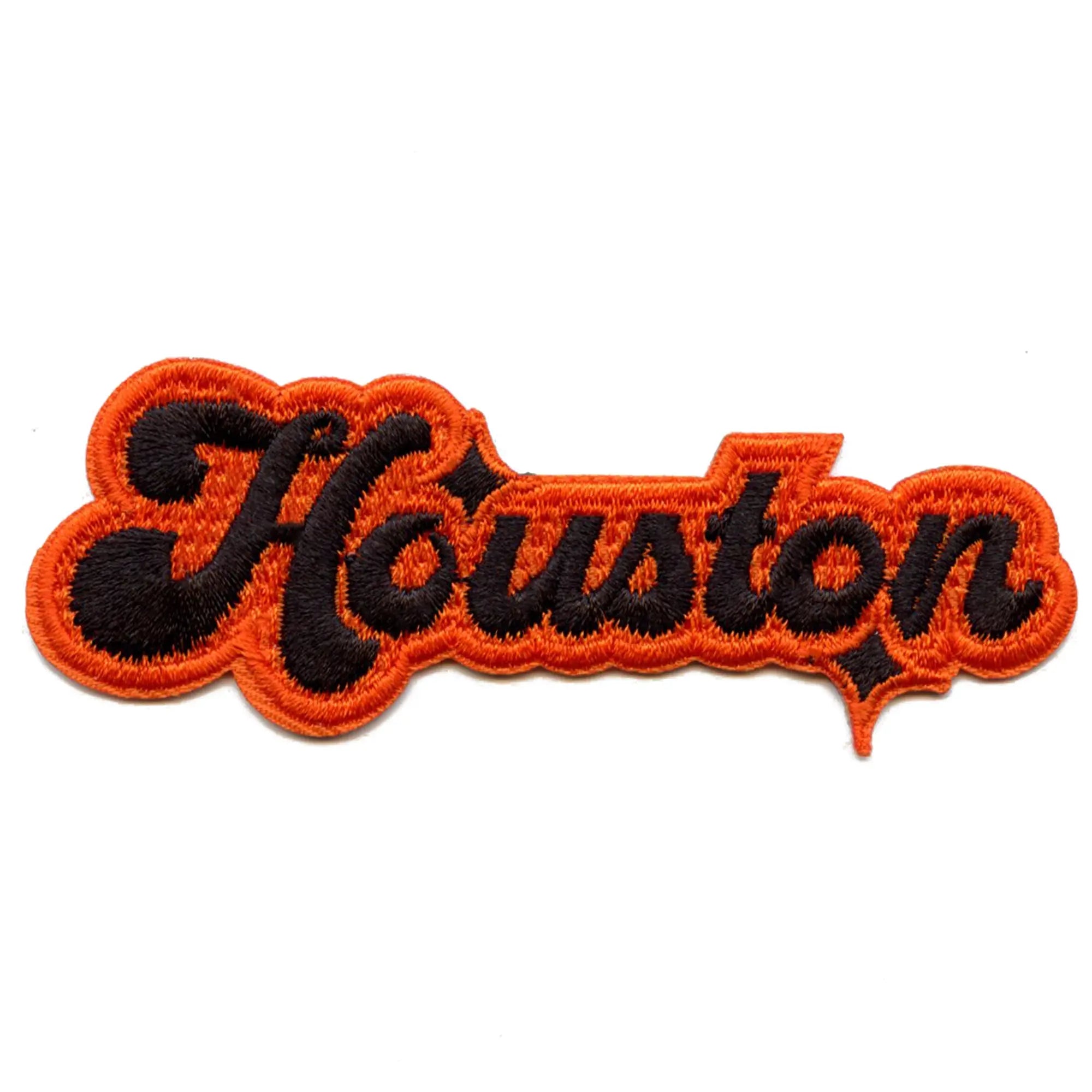 Écusson brodé Houston Sparkle Script orange/noir Houstonian Soccer à repasser