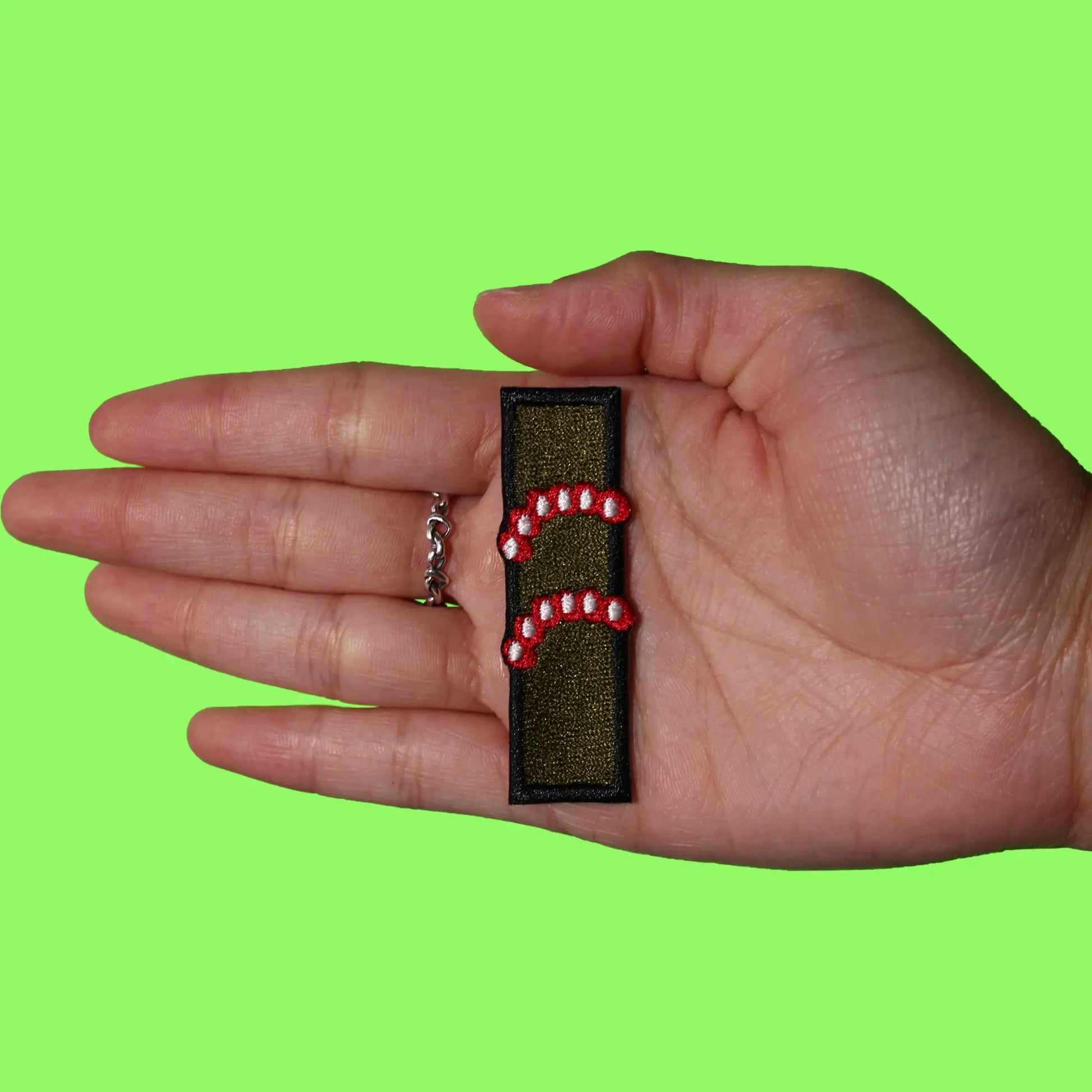 Demon Katana Sword Green Patch Red Dots Slayer Embroidered Iron On