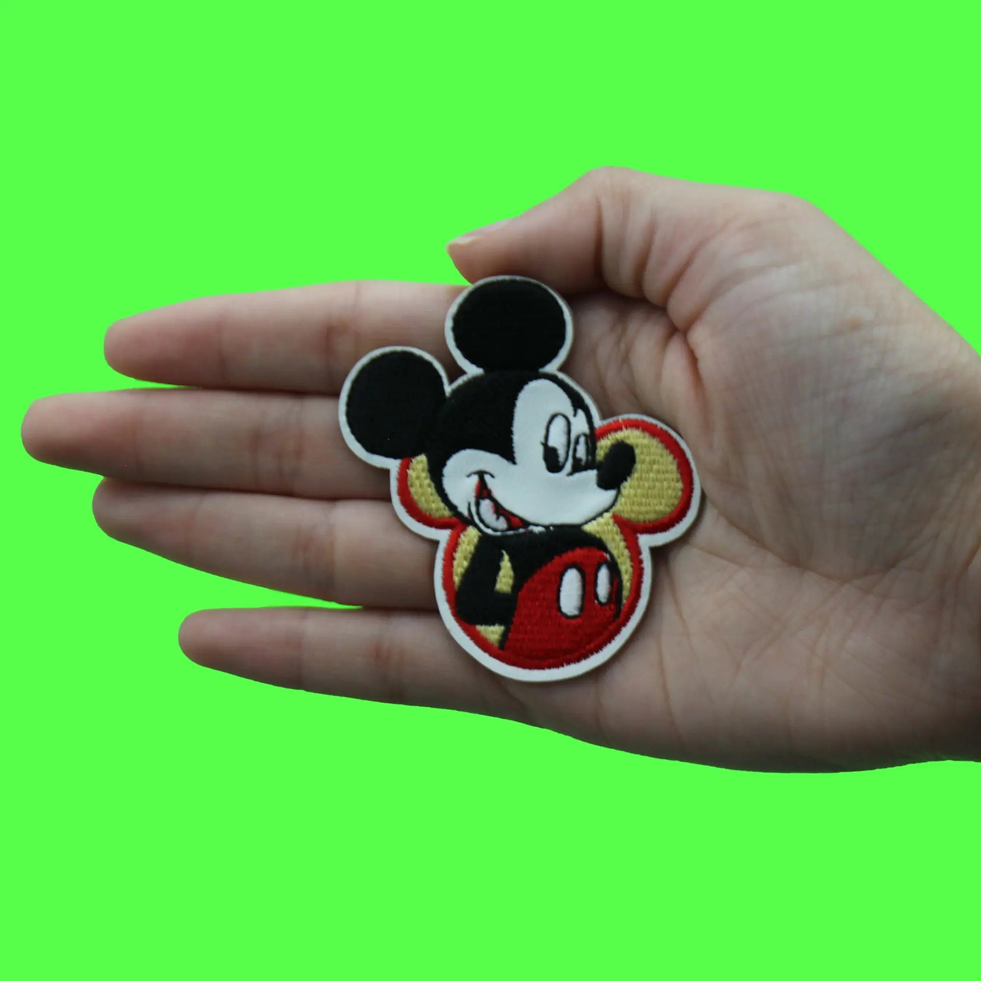 Disney Mickey Mouse Patch Inside Head Silhouette Leather Embroidered Iron On