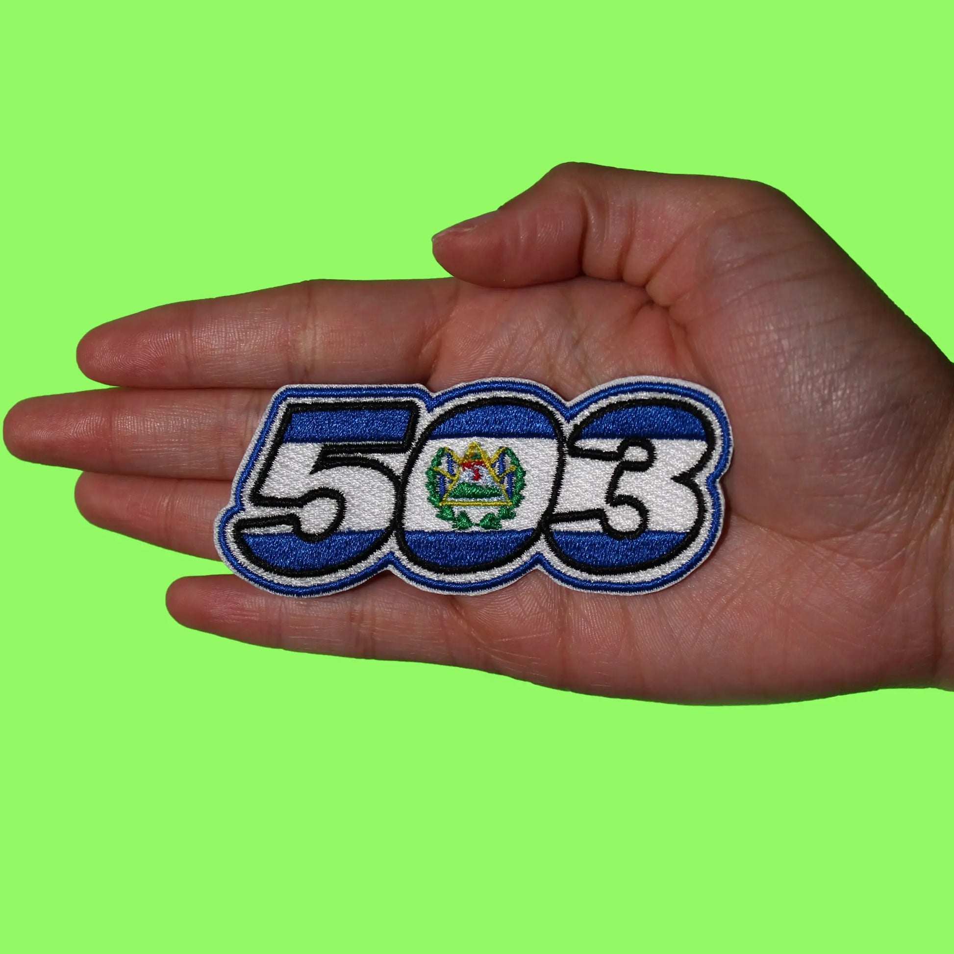 El Salvador Flag Patch 503 Area Code Embroidered Iron On