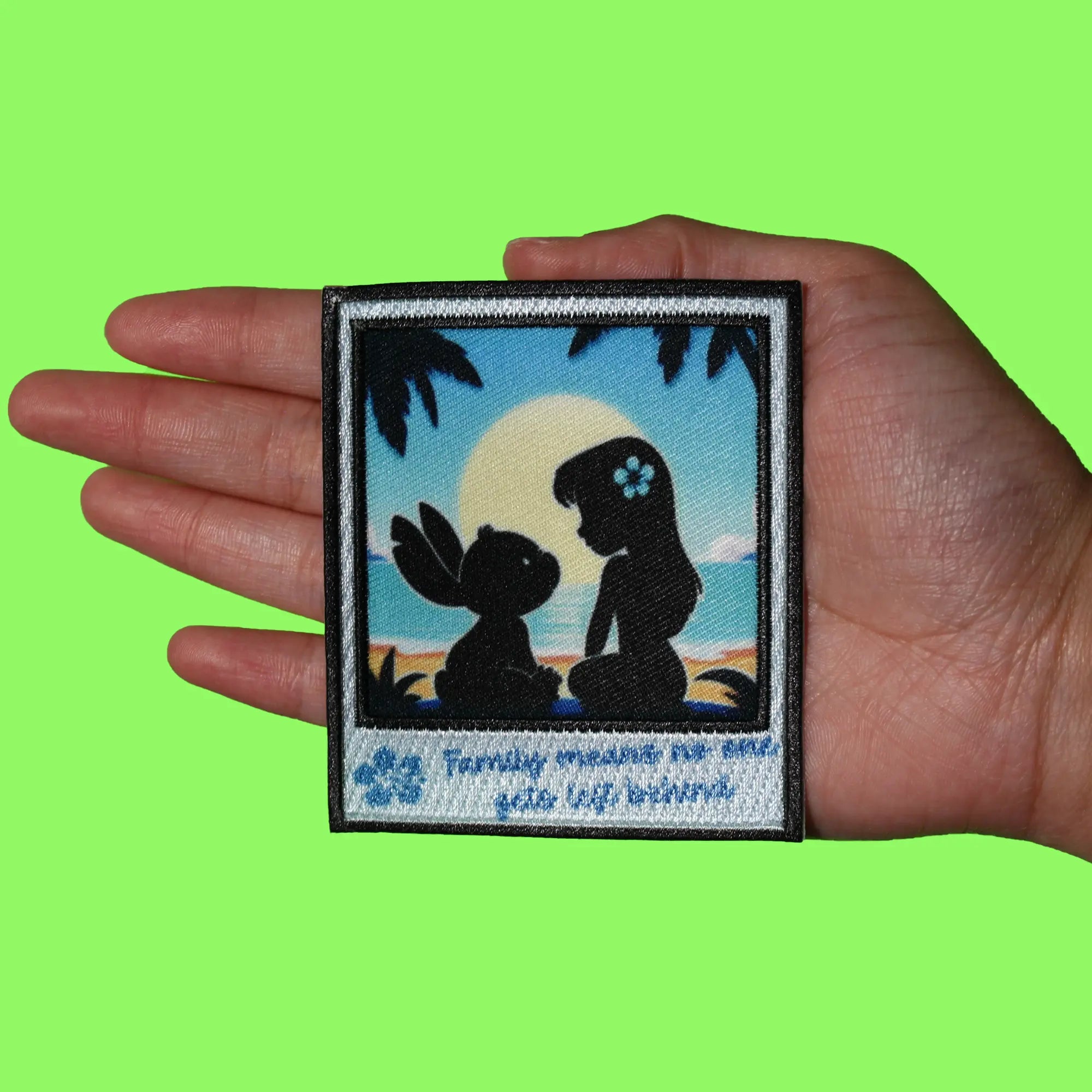 Family Means No One Gets Left Behind Patch Snapshot Island Alien Embroidered Iron On