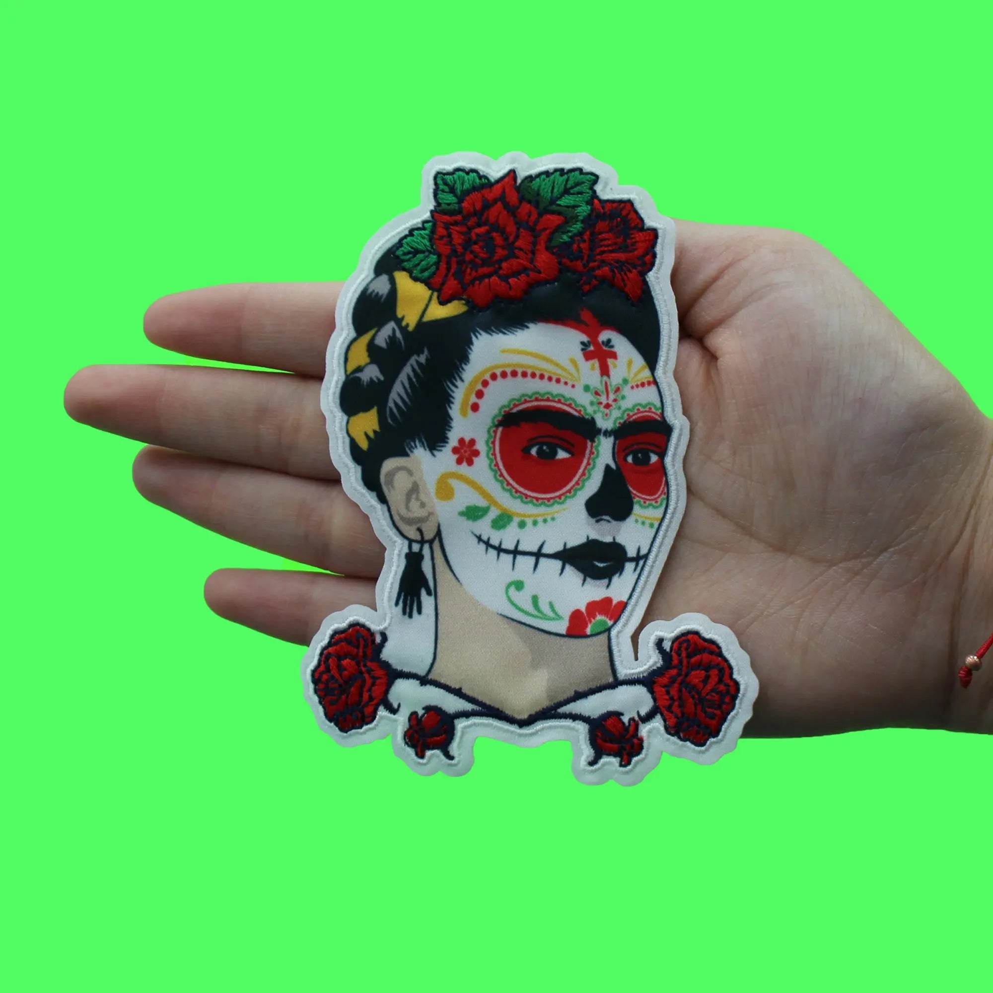 Frida Kahlo Portrait Patch Dia De Los Muertos Sublimated Embroidered Iron On