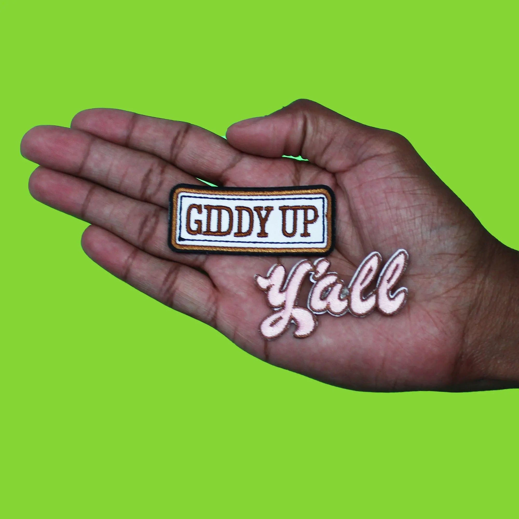 Giddy Up Y'all Patch Western Script Set Embroidered Iron On