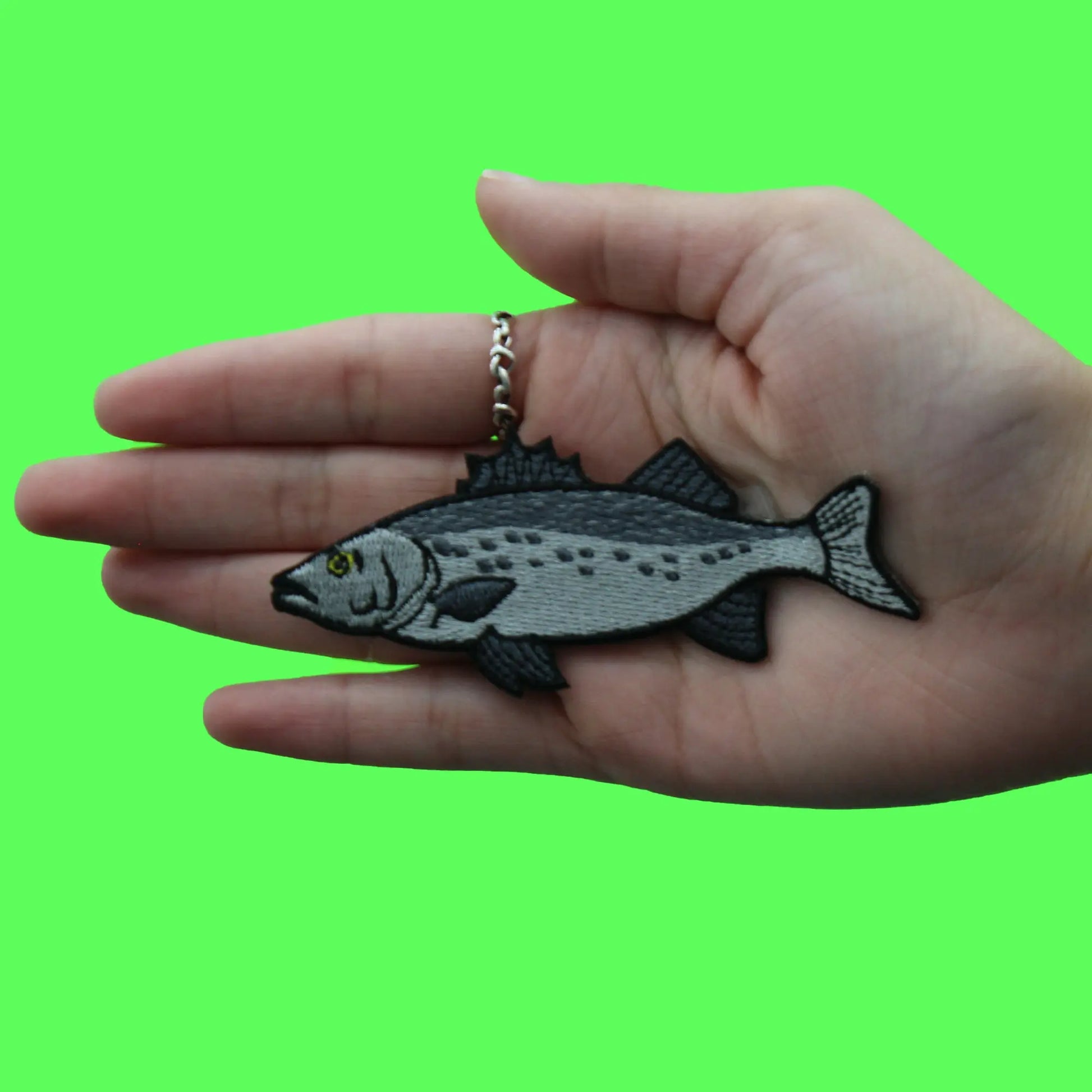 Grey Fin Fish Patch Deep Ocean Sea Embroidered Iron On