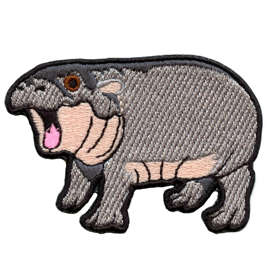 Moo-Deng Baby Hippo Pygmy Patch Animal Embroidered Iron On Patch