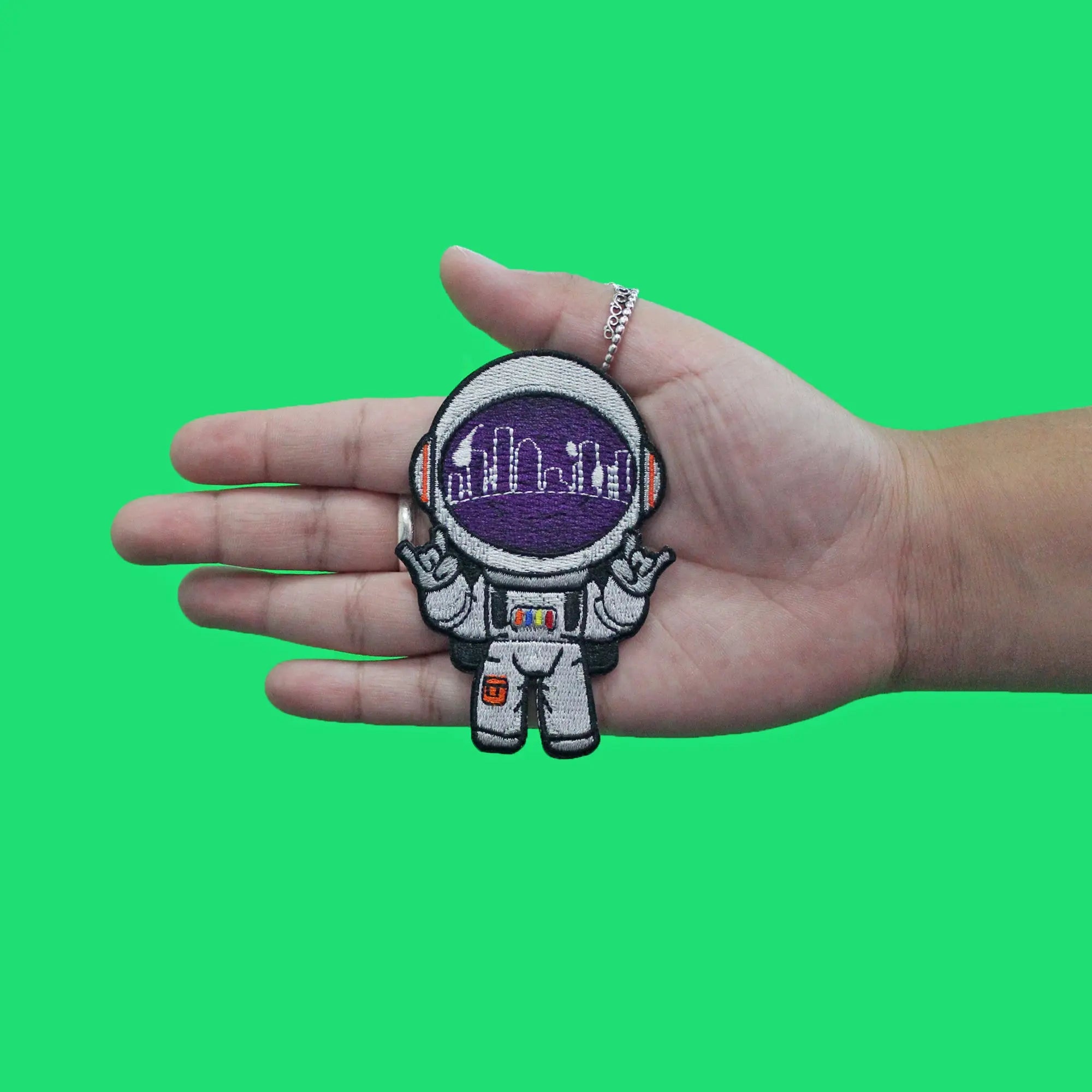Houston Astronaut Skyline Helmet Patch Purple City View Embroidered Iron On