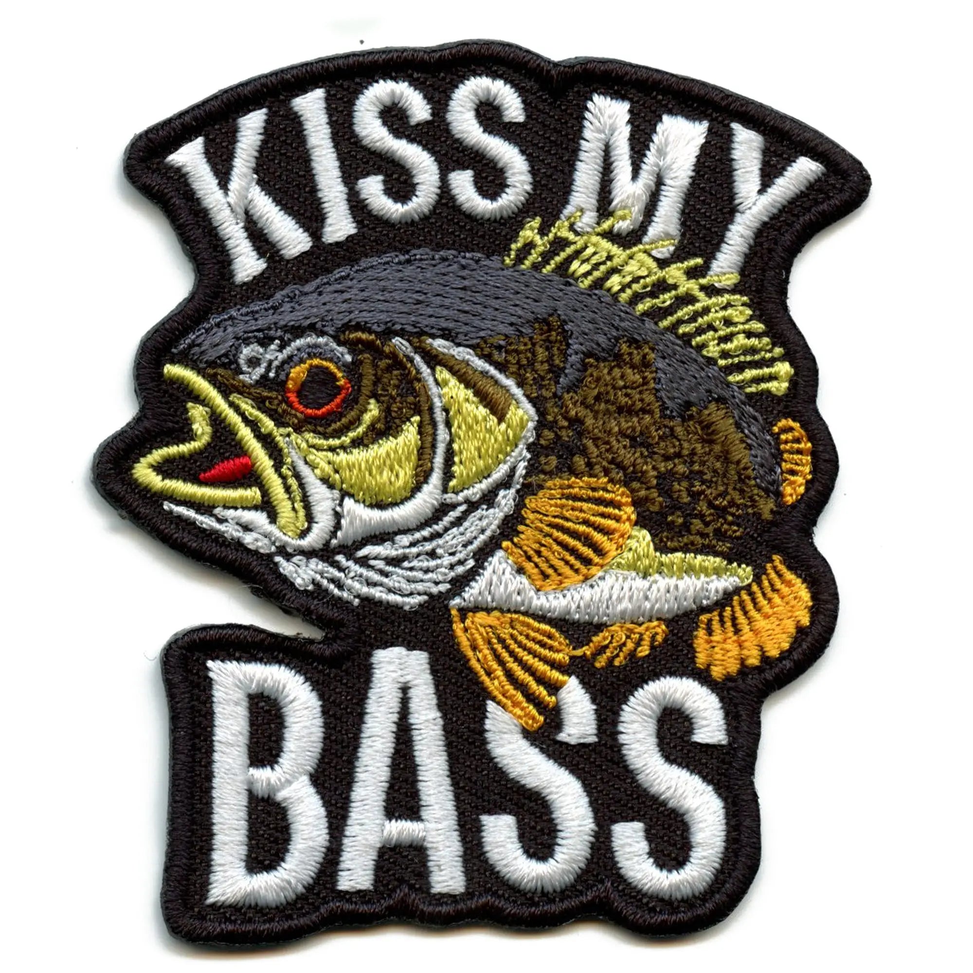 Kiss My Bass Patch Funny Fishing Meme Embroidered Iron On