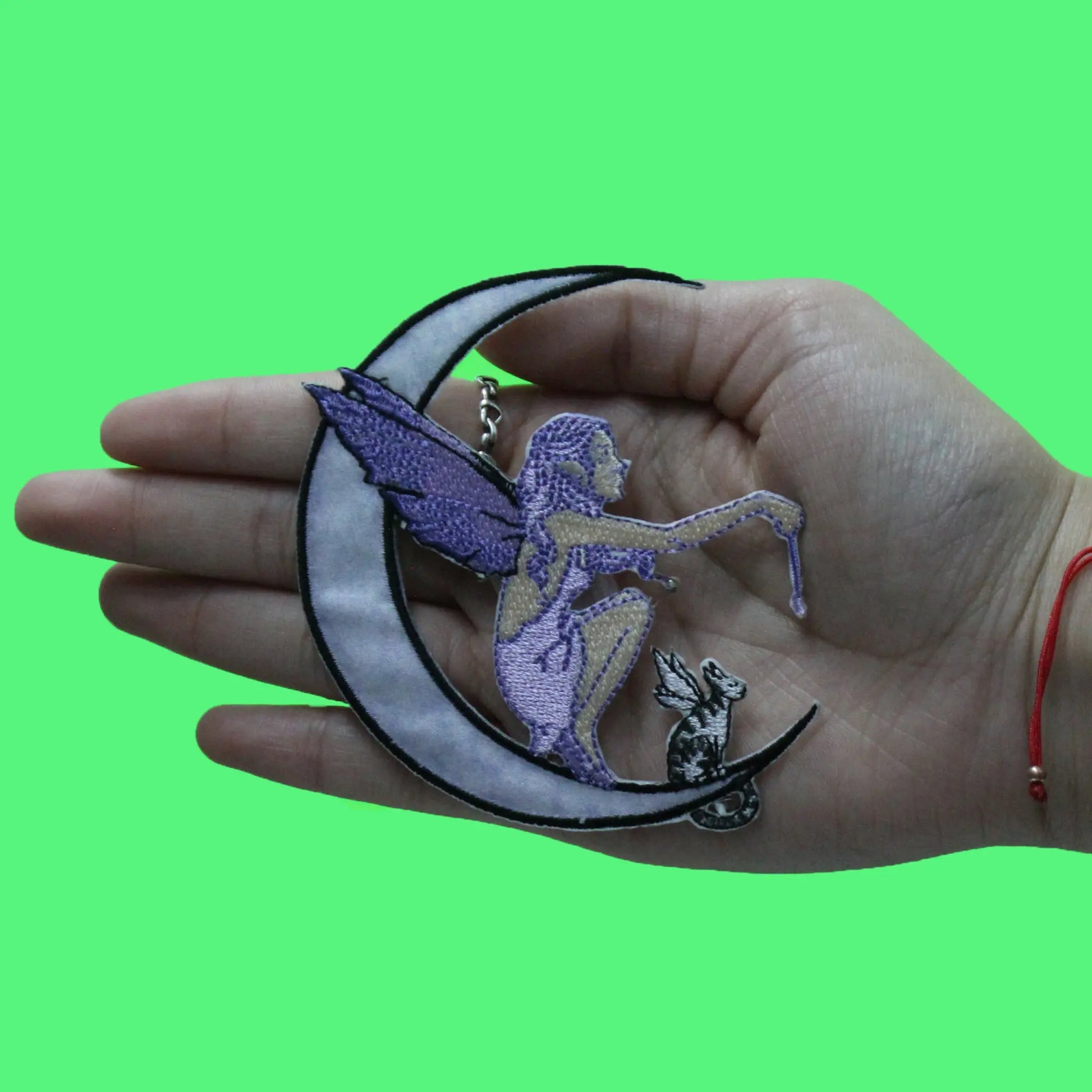 Moon Fairy & Cat Patch Mythical Purple Moon Applique Embroidered Iron On