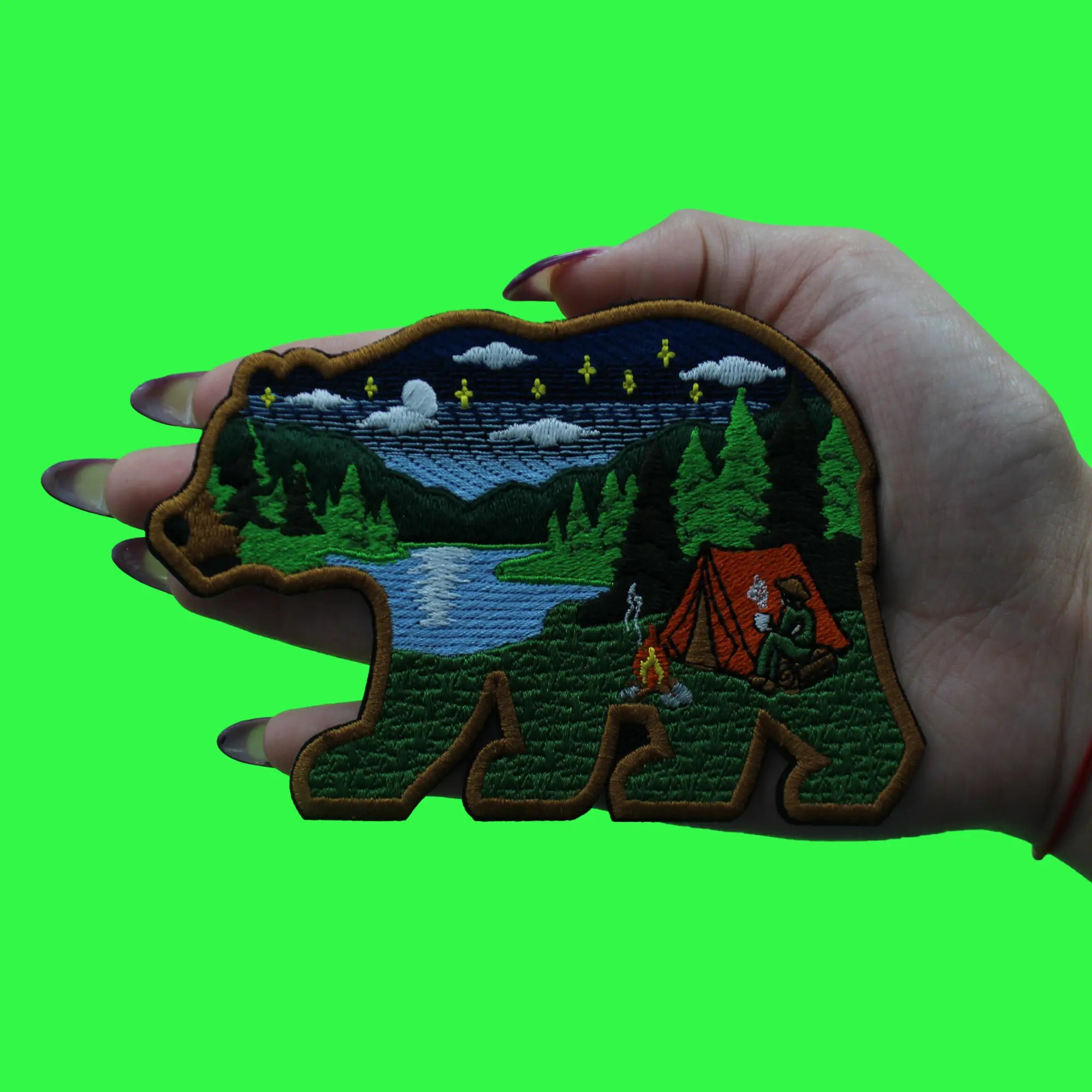 Nature Bear Travel Patch Camping Outdoors Forest Embroidered Iron On