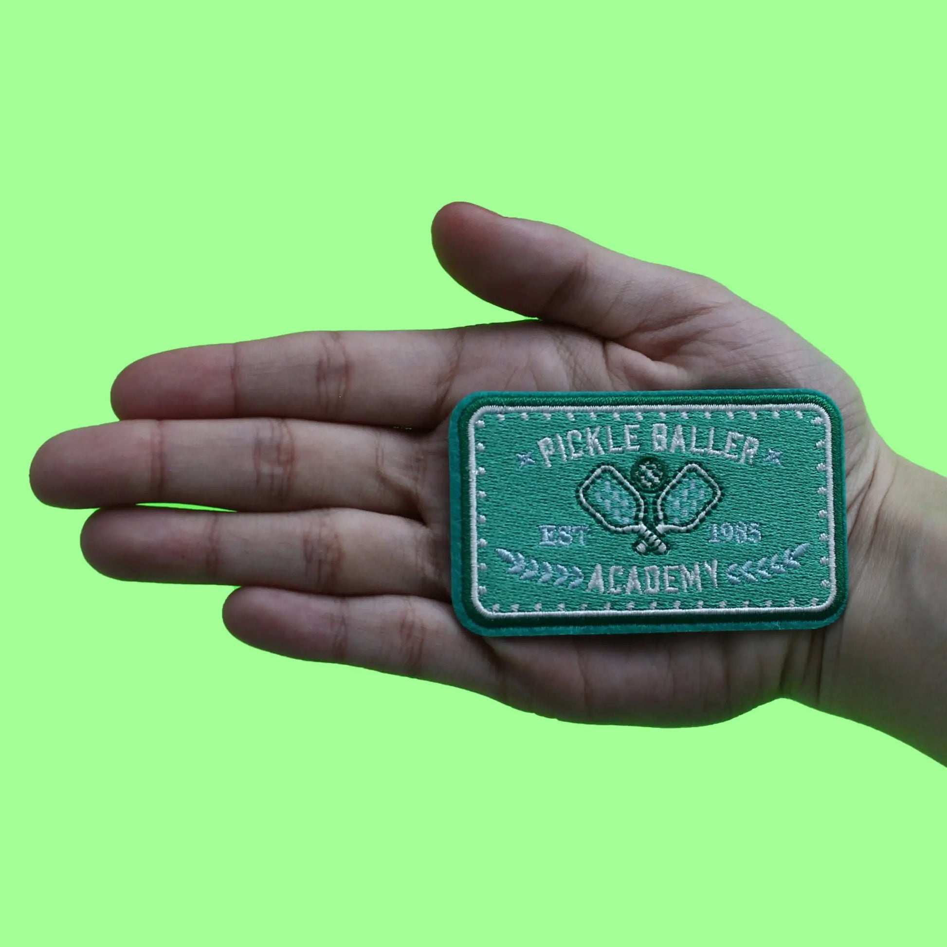 Pickle Baller Academy Patch Wooden Paddle Sport Embroidered Iron On Patch