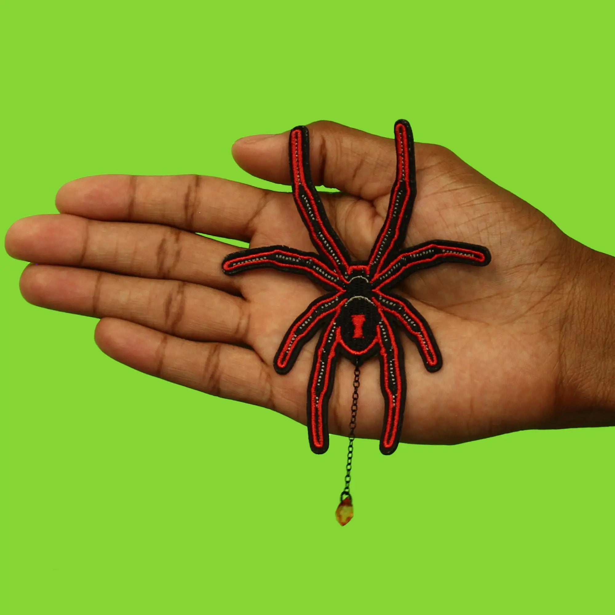 Red Charm Spider Patch Fun Insect Embroidered Iron On