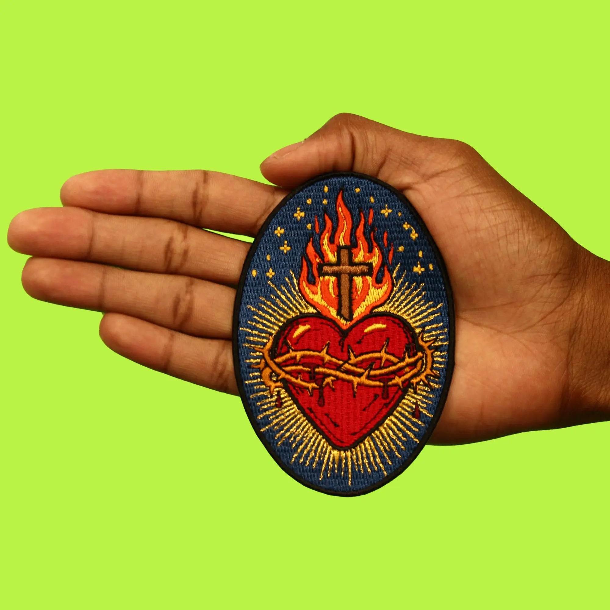 Religious Sacred Heart Patch Jesus Cross Embroidered Iron On