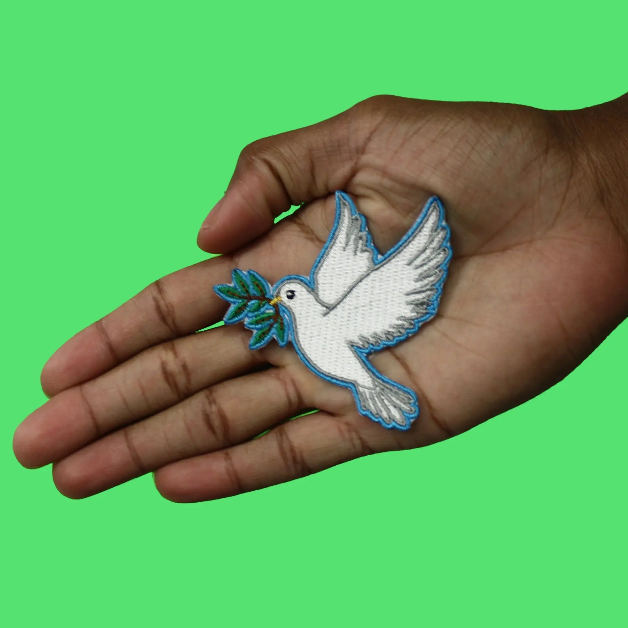 White Dove With Olive Branch Patch Cute Animal Bird Embroidered Iron On