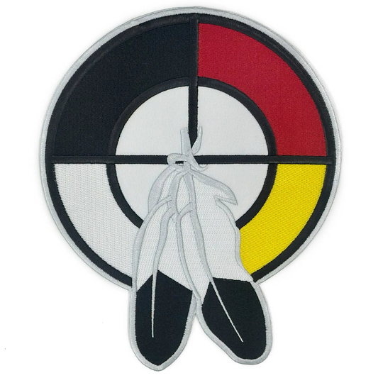 Large Native American Healing Circle Patch Indigenous Feather Culture Embroidered Iron On