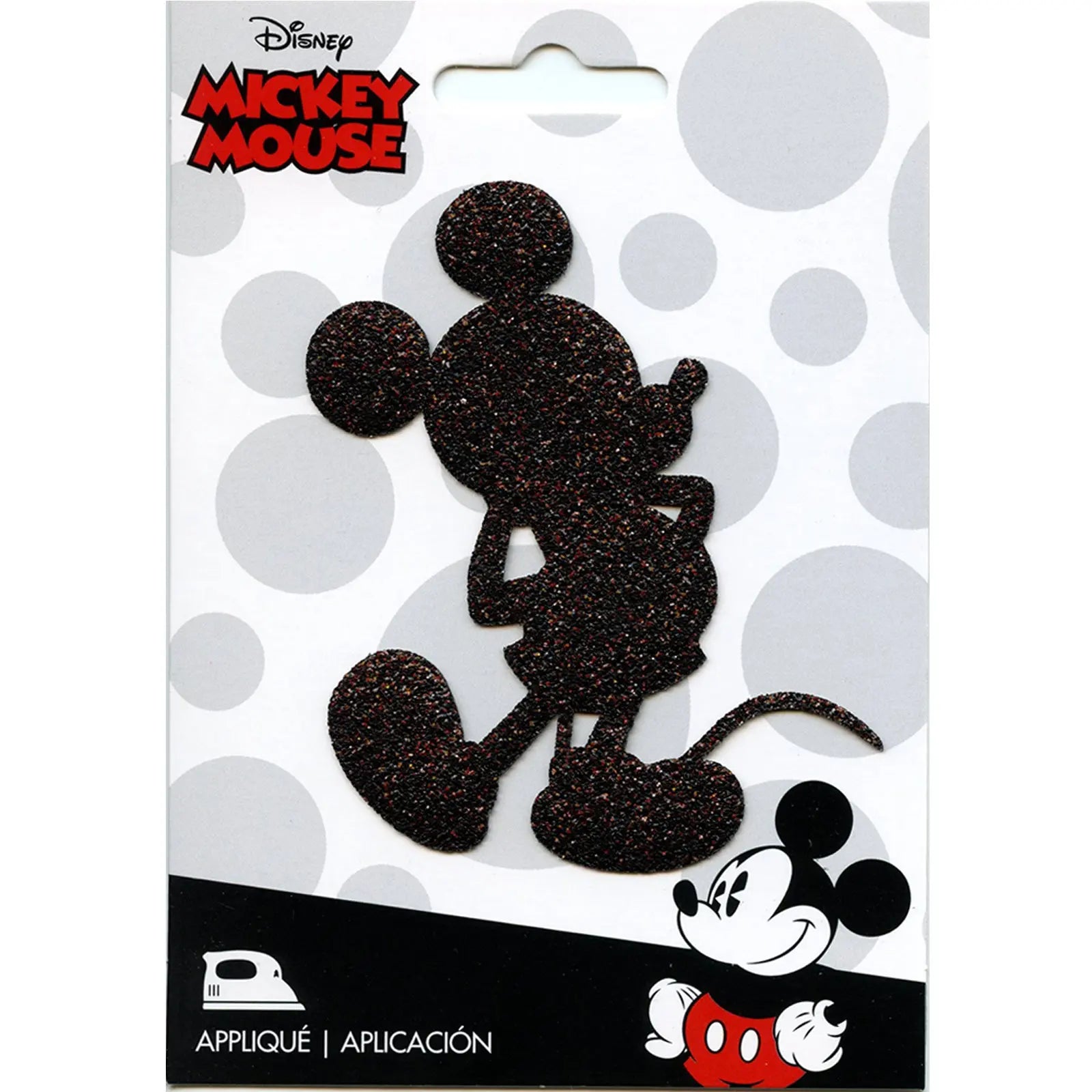 Disney Mickey Mouse Black Shimmer Iron on Applique Patch