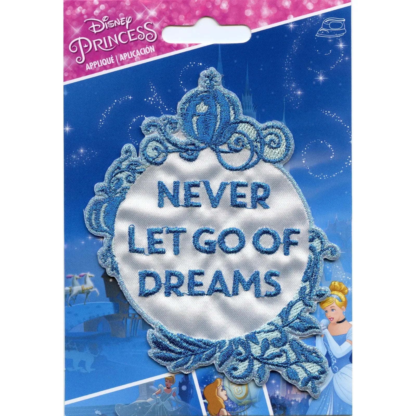 Disney Princess Cinderella Mirror "Never Let Go Of Dreams" Iron on Embroidered Applique Patch