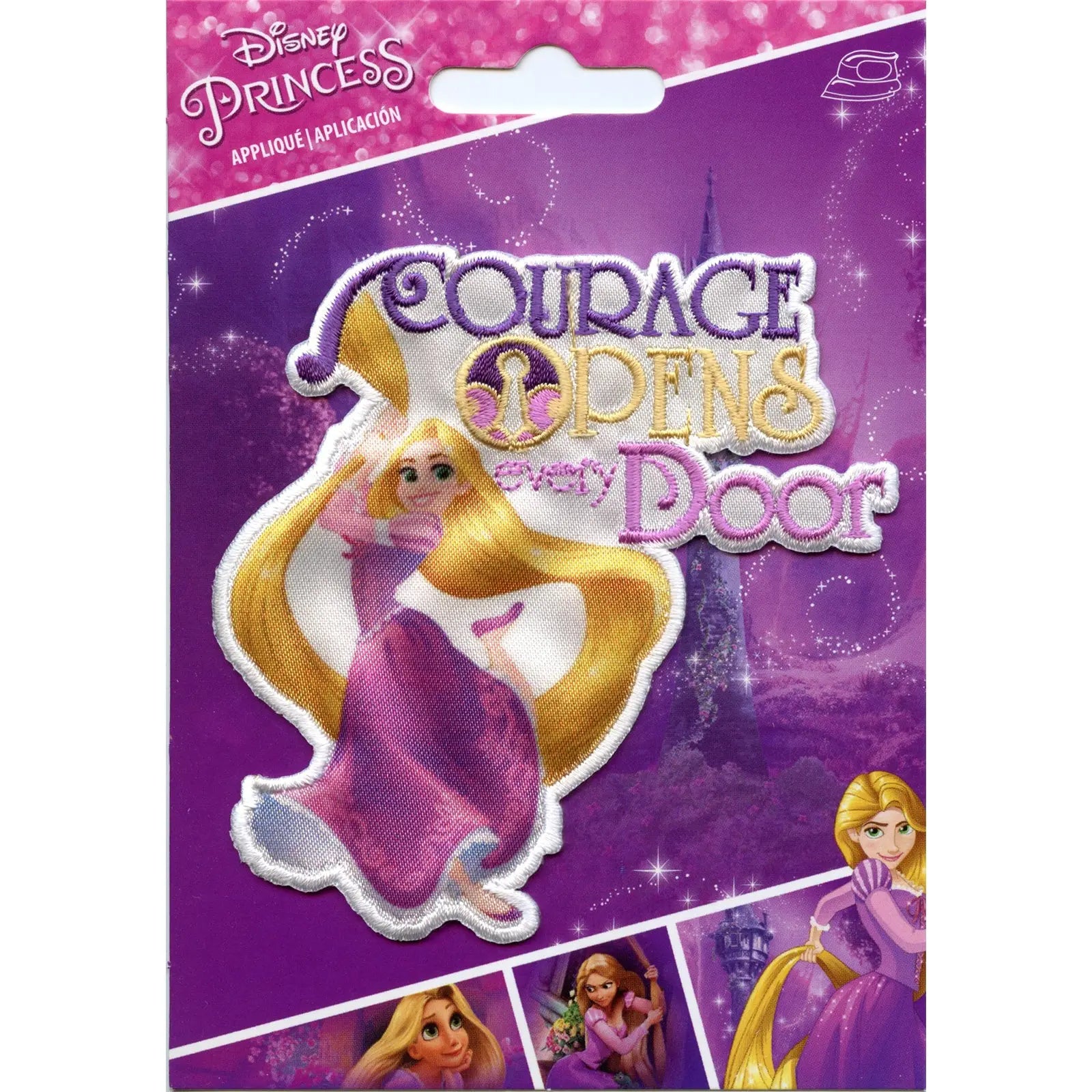 Disney Princess Rapunzel Courage Script Iron on Embroidered Applique Patch