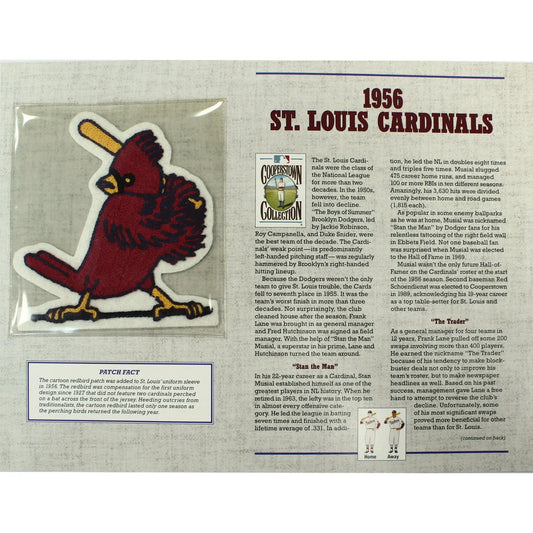 1956 St. Louis Cardinals Willabee & Ward Patch With Stat Card