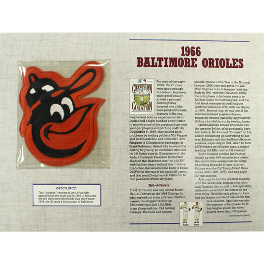 1966 Baltimore Orioles Willabee & Ward Patch With Stat Card