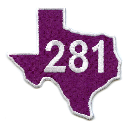 Houston 281 - Purple Texas State Embroidered Iron On Patch