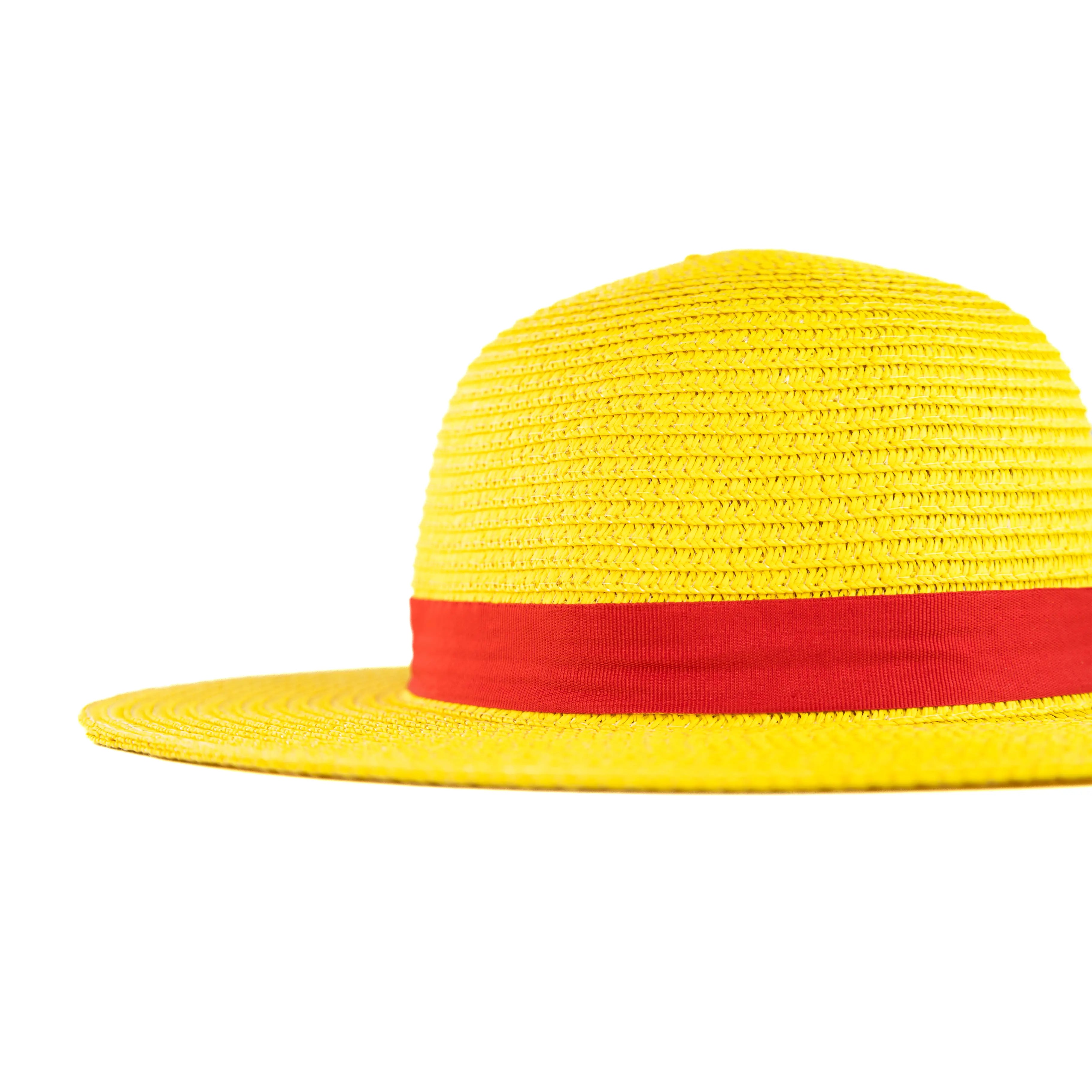 Anime Yellow Straw Hat with Red Ribbon
