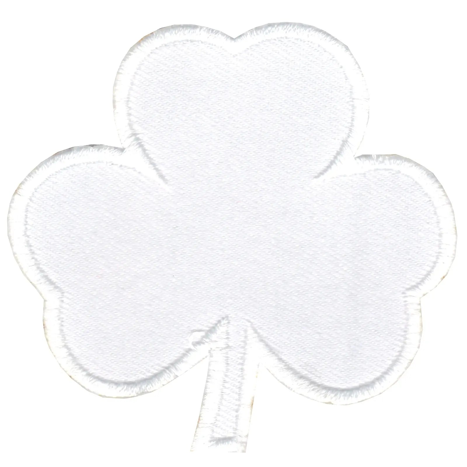 3 Leaf Clover Patch Lucky White Embroidered Iron On