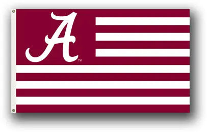 University of Alabama Crimson Tide Logo With Stripes 3X5 Flag With Metal Grommets