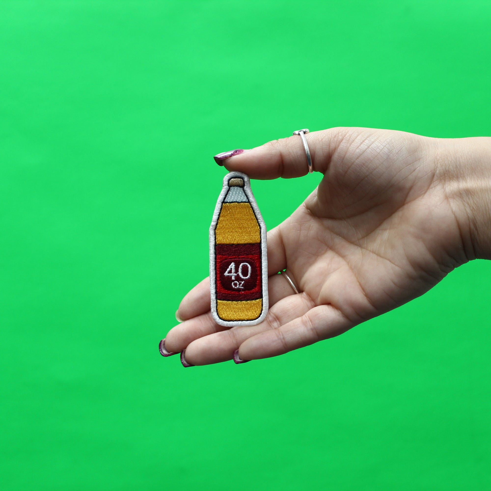 40oz Beer Bottle Patch Funny Old School Embroidered Iron On