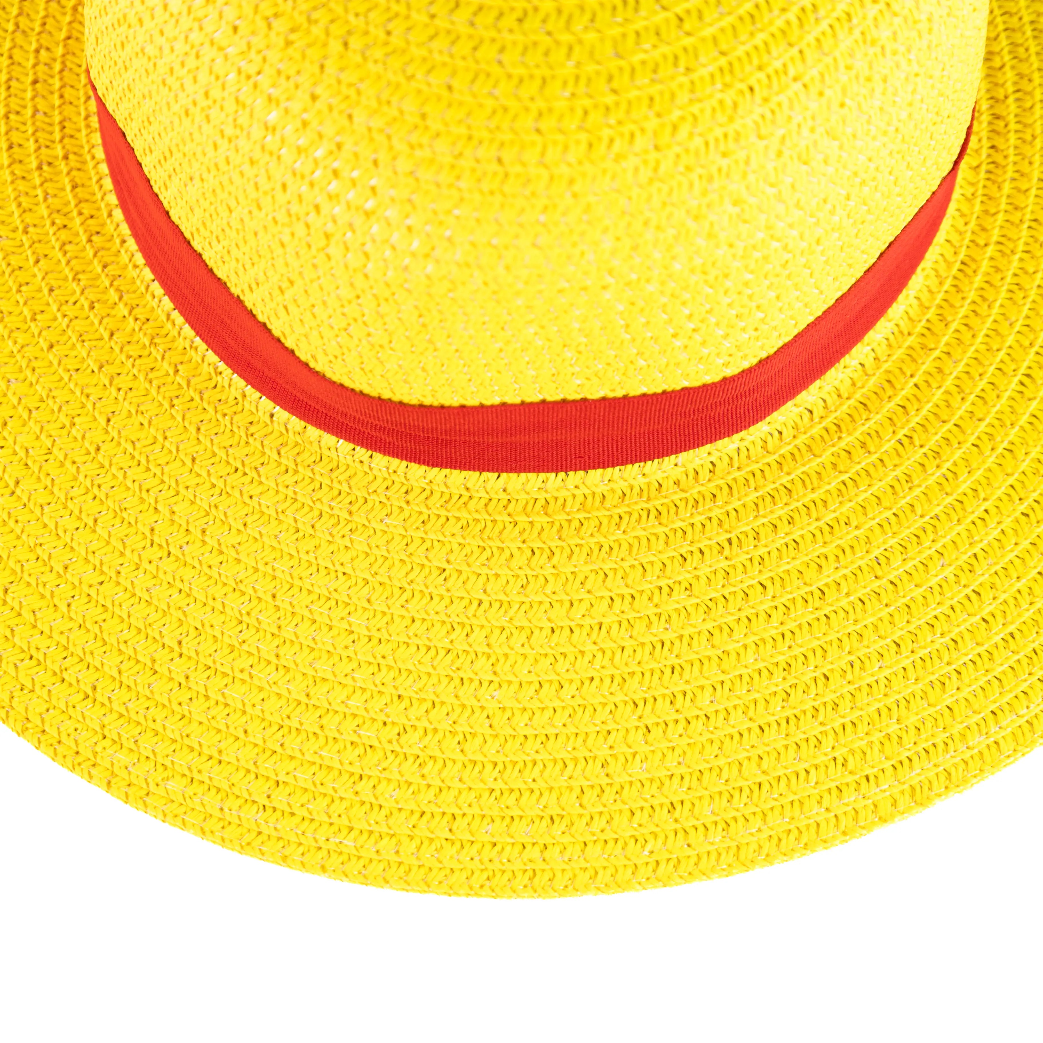 Anime Yellow Straw Hat with Red Ribbon