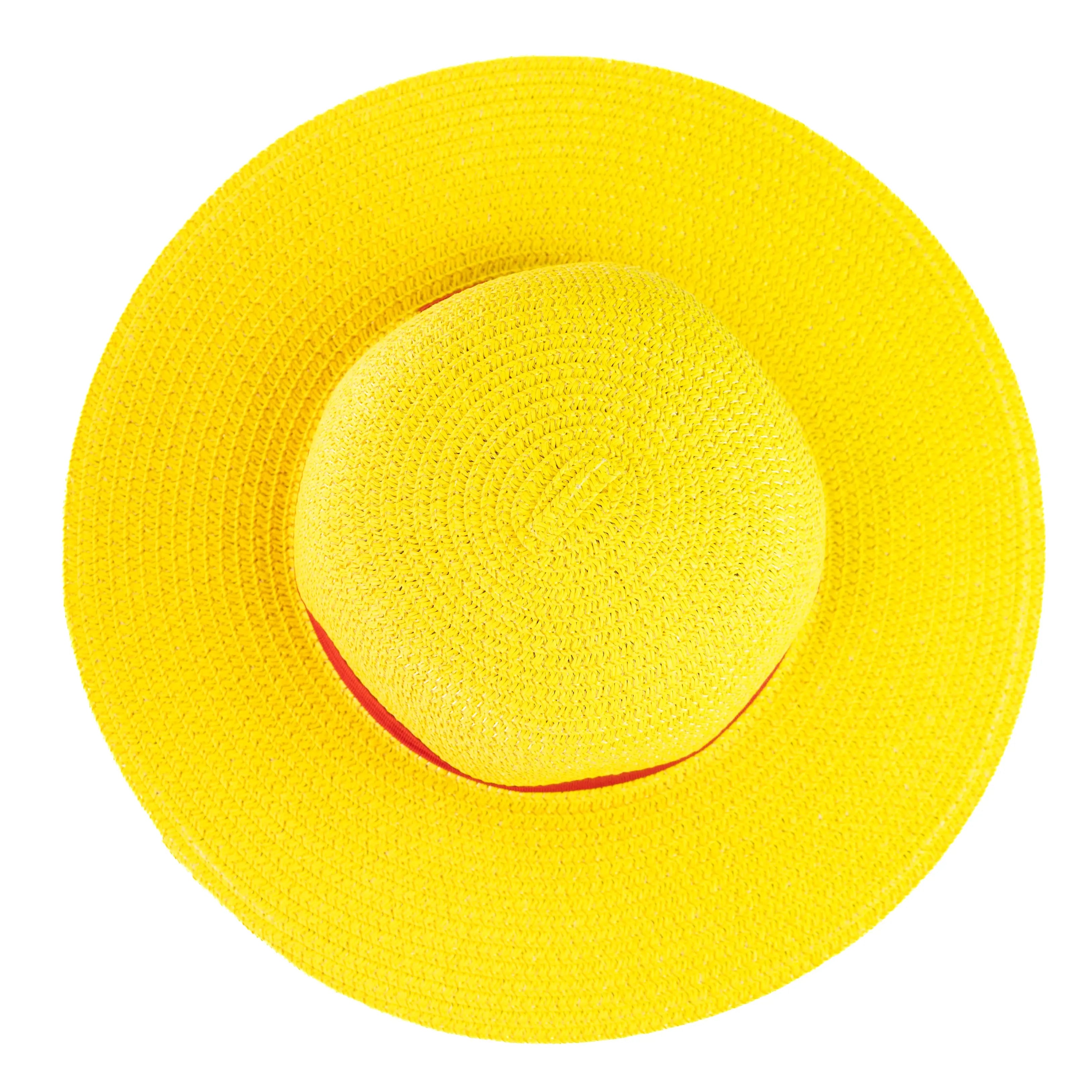 Anime Yellow Straw Hat with Red Ribbon