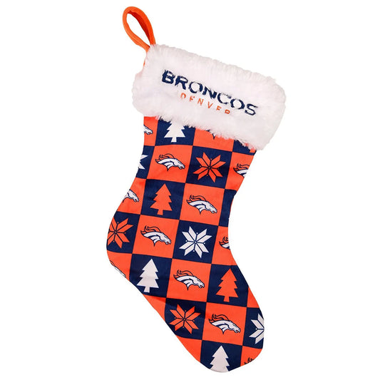 Denver Broncos NFL Basic Christmas Checkered Stocking