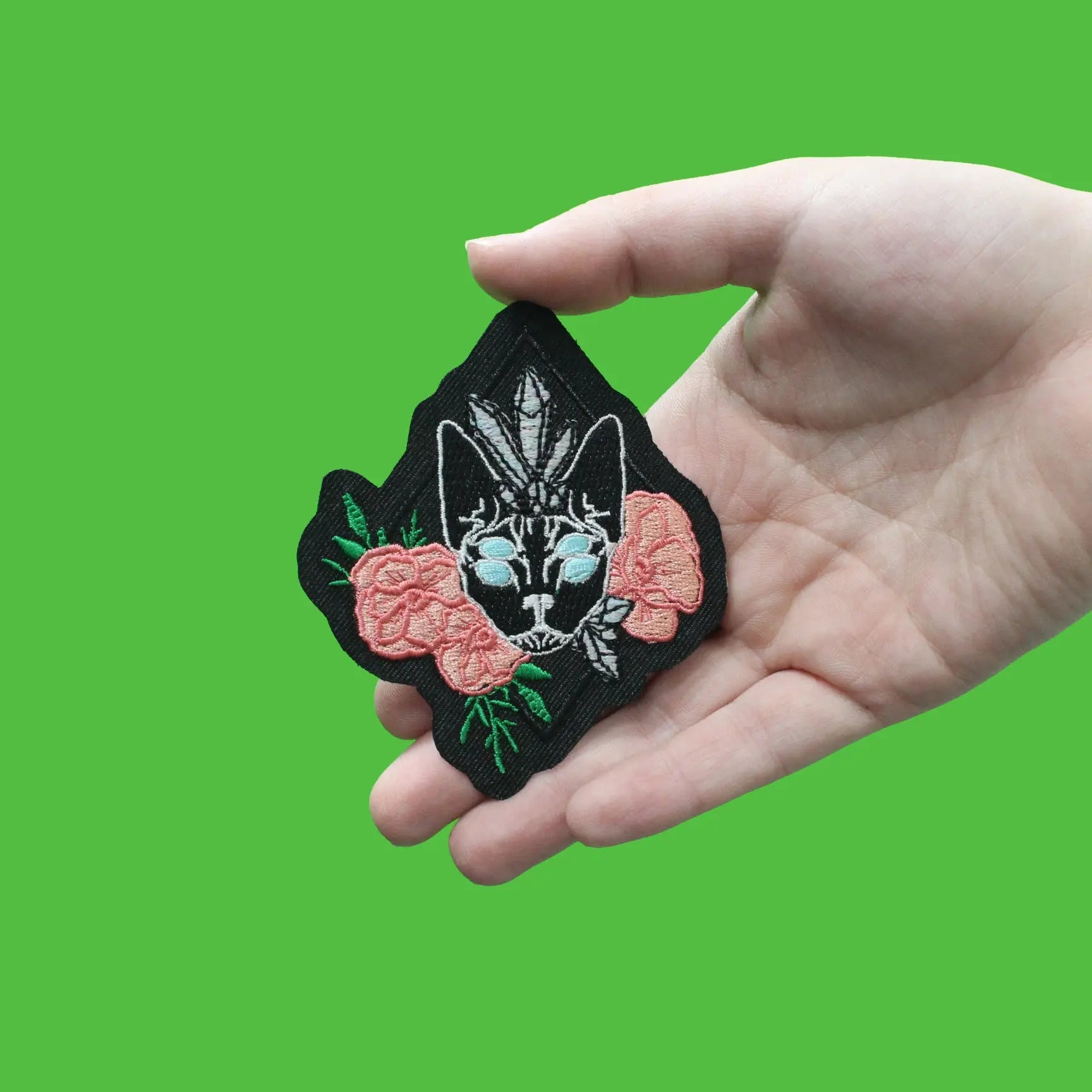 Mystical Alien Rainbow Crystal Cat EXCLUSIVE Embroidered Iron On Patch