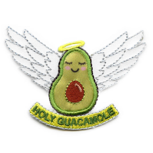 Angelic Avocado Holy Guacamole Embroidered Iron On Applique Patch