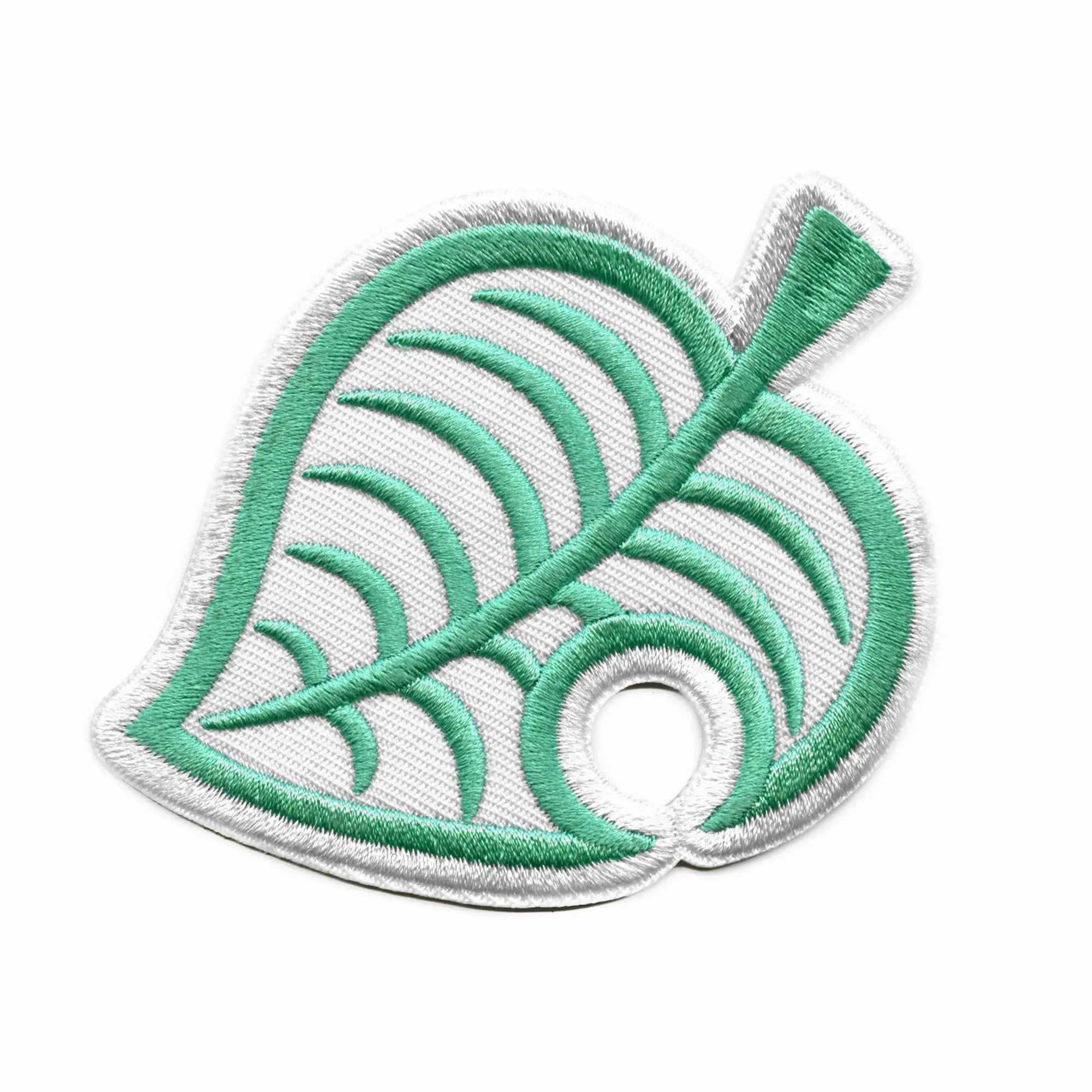 Nintendo Animal Crossing Leaf Patch White Border Game Embroidered Iron On
