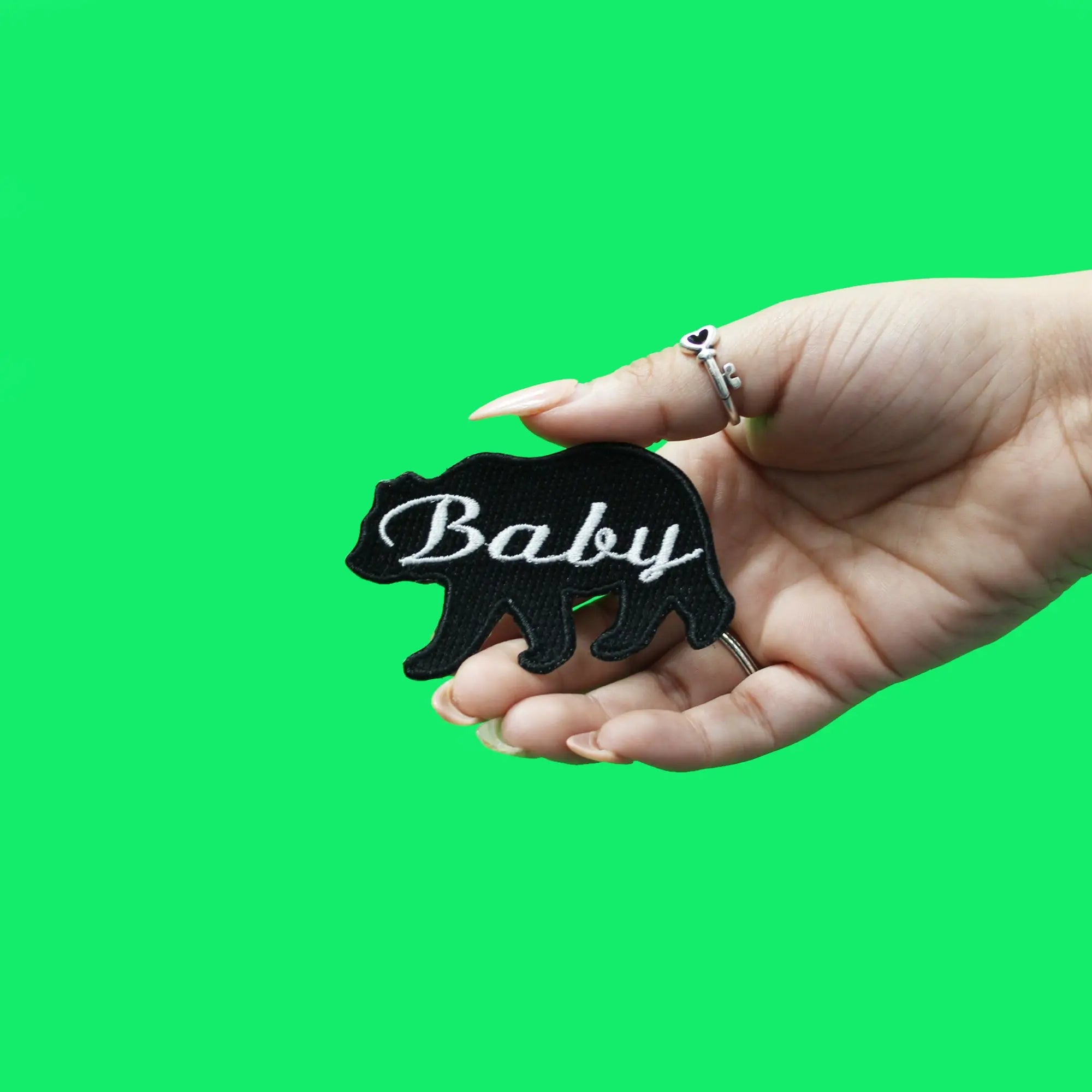 Baby Bear Patch Family Silhouette Embroidered Iron On