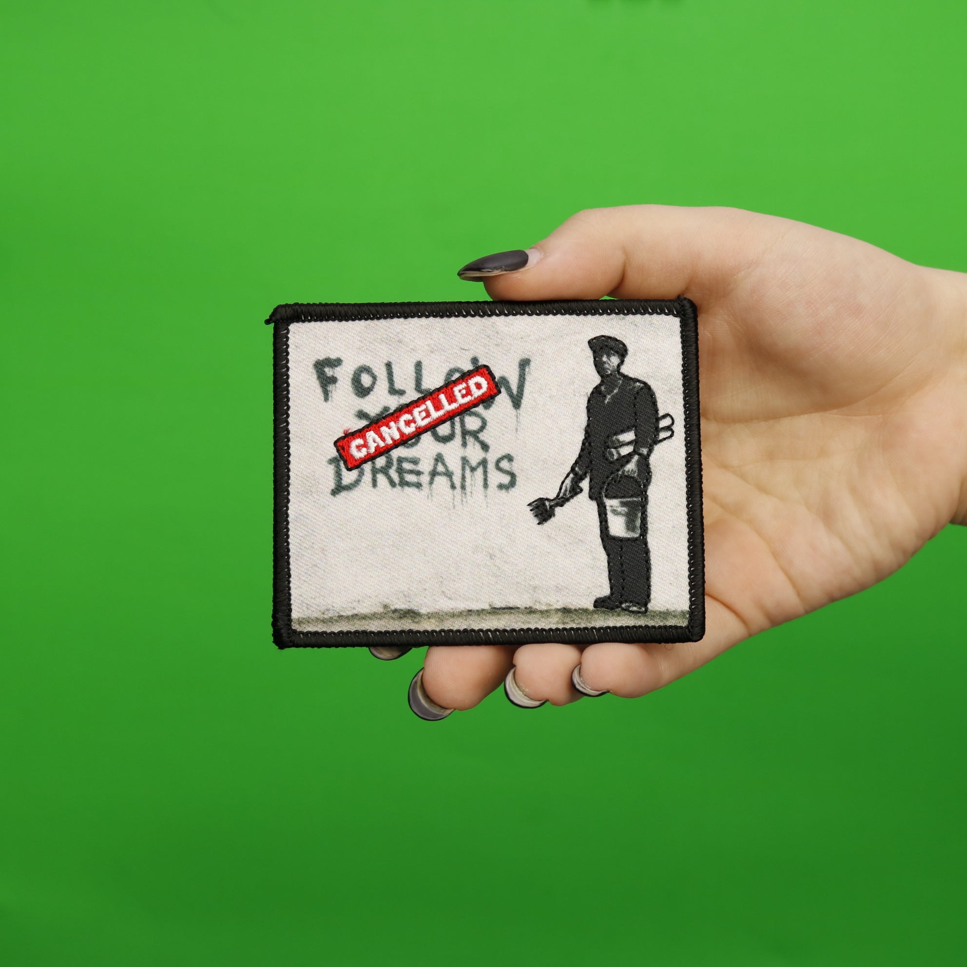 Banksy Follow Your Dreams Cancelled Embroidered Iron On PhotoPatch