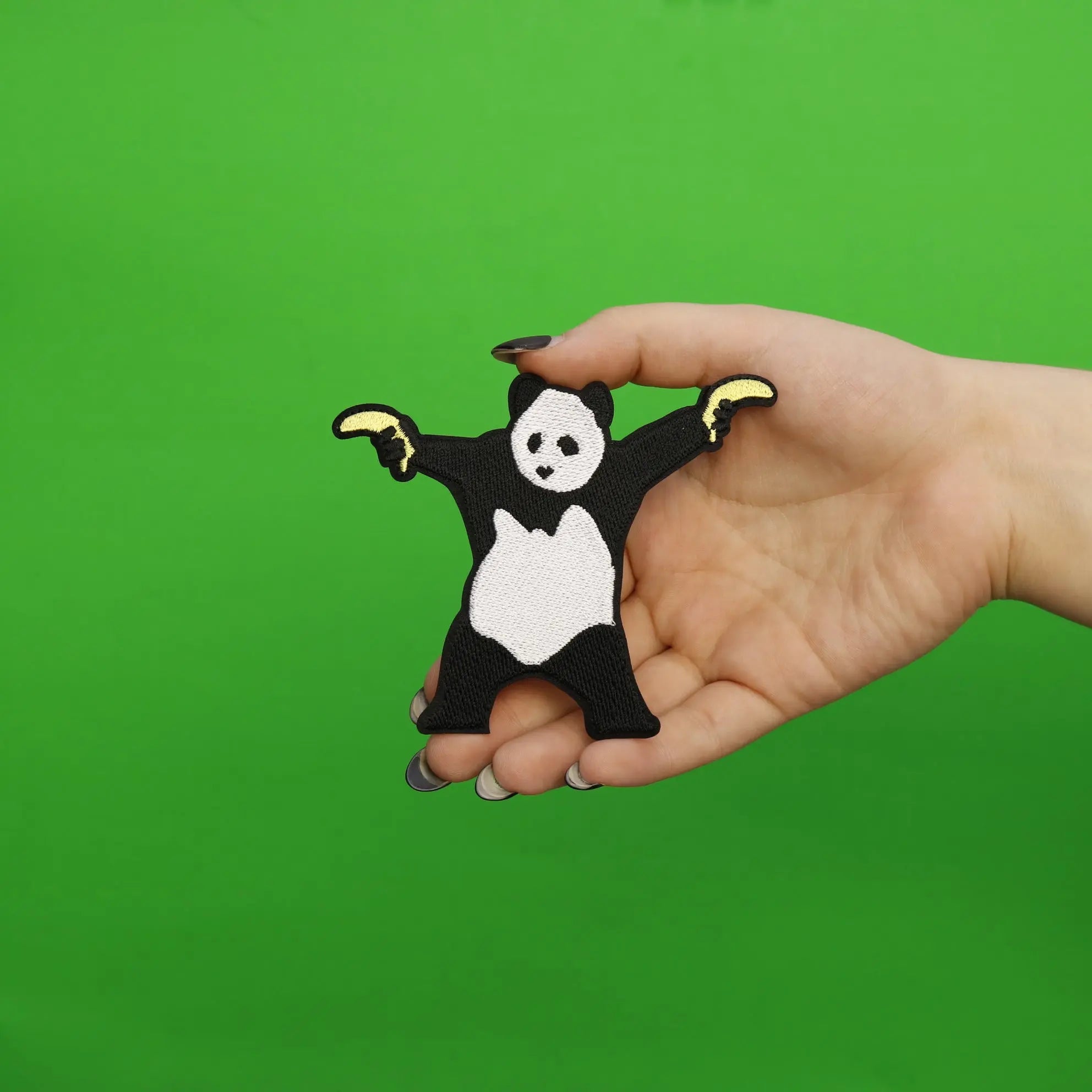 Banksy Panda Wielding Banana Guns Embroidered Iron On Patch