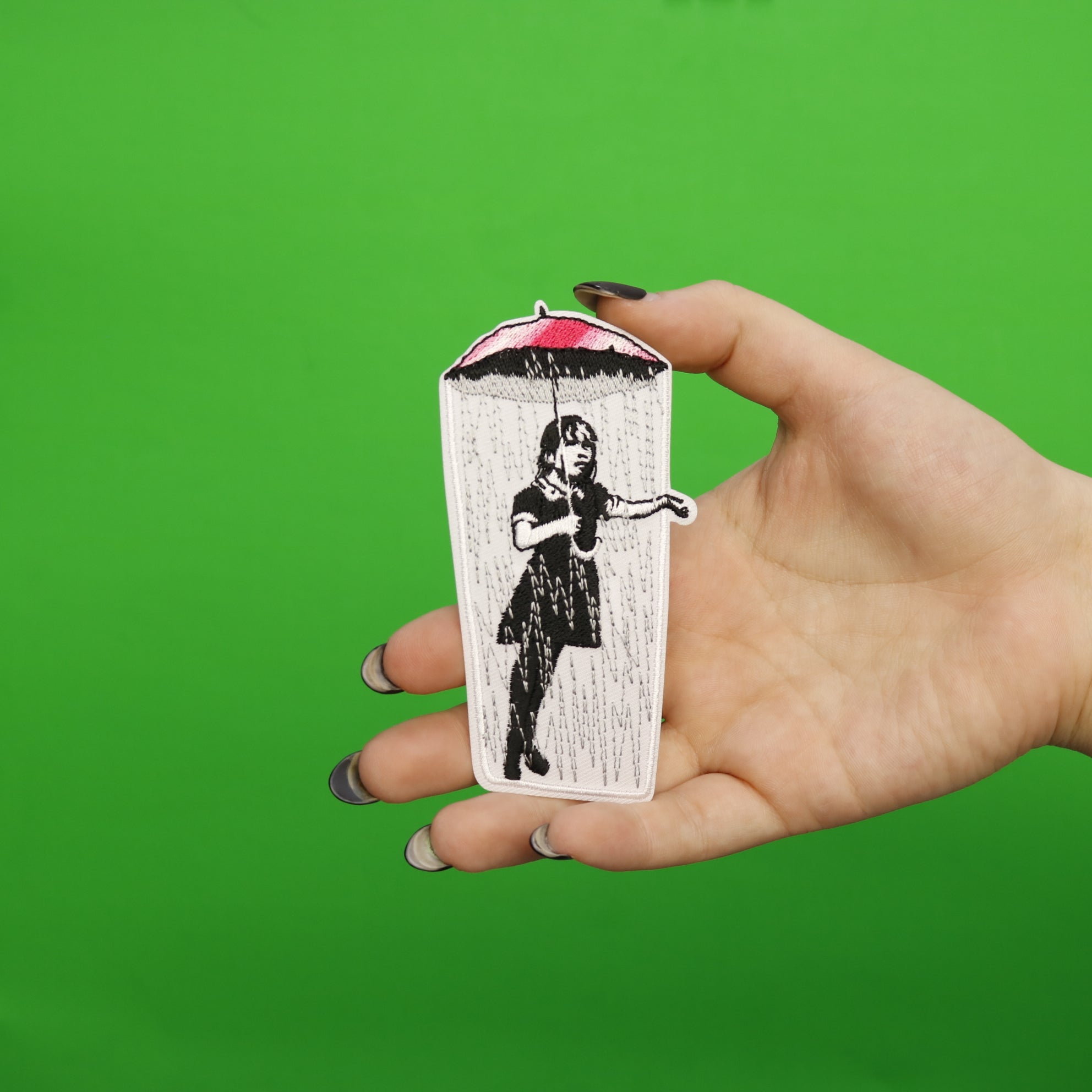 Banksy Umbrella Girl Embroidered Iron On Patch