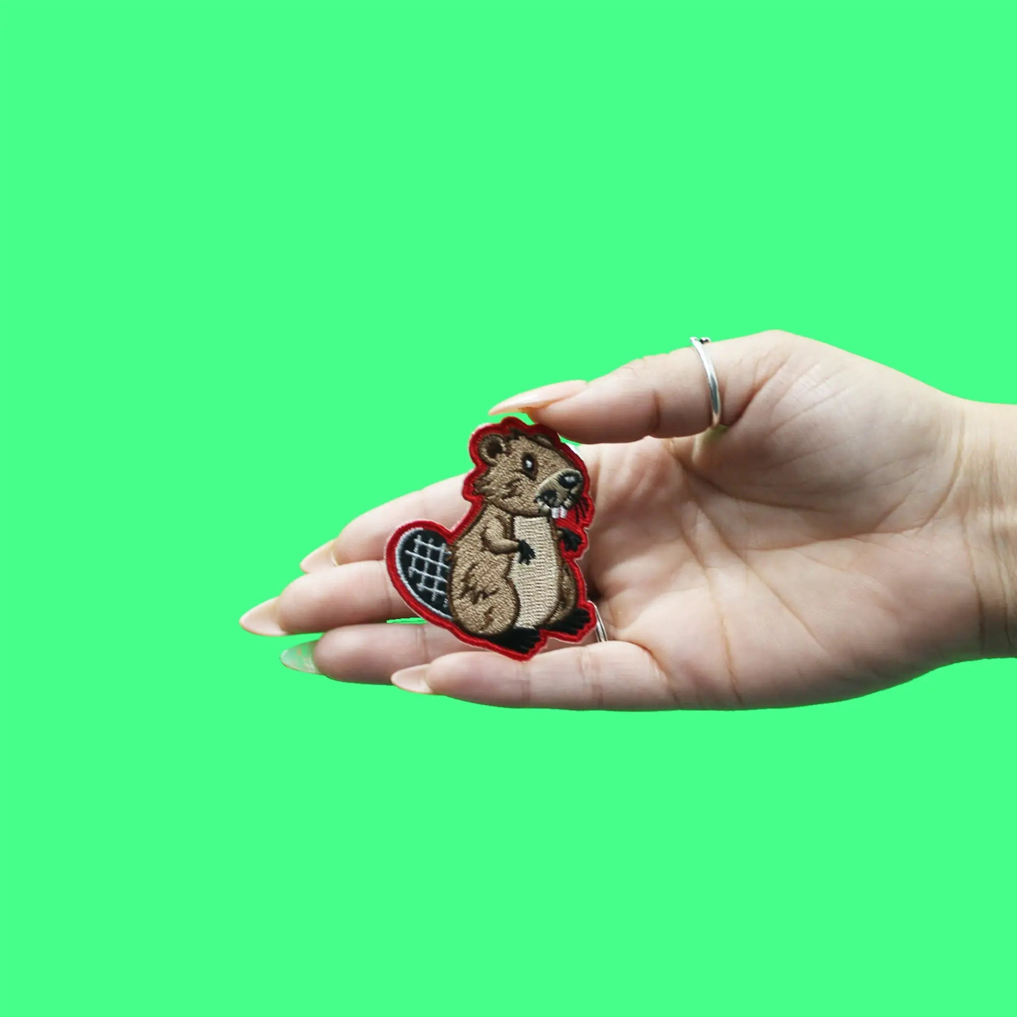 Beaver Iron On Embroidered Patch