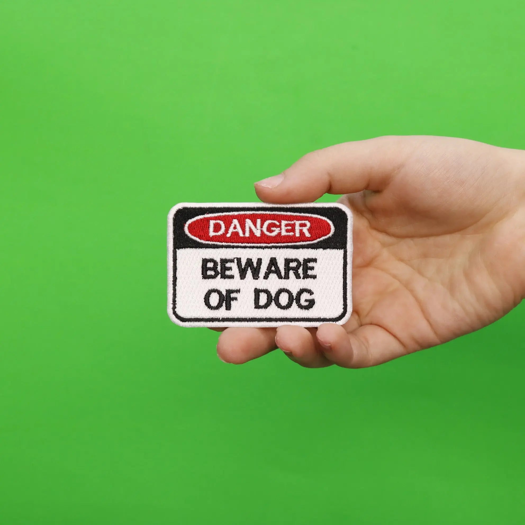 Beware of Dog Sign Embroidered Iron On Patch