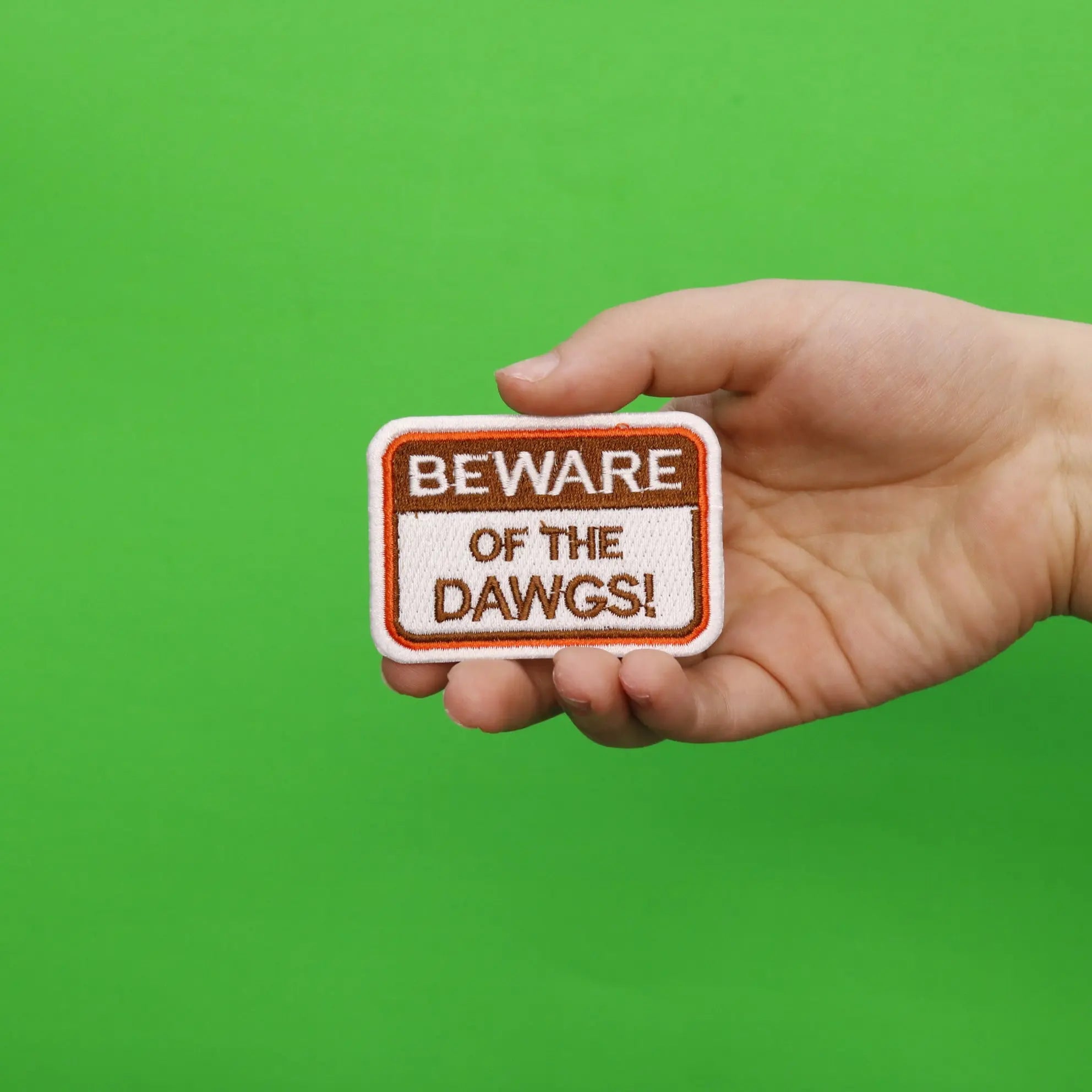 Cleveland Football Beware Of The Dawgs Sign Embroidered Iron On Patch