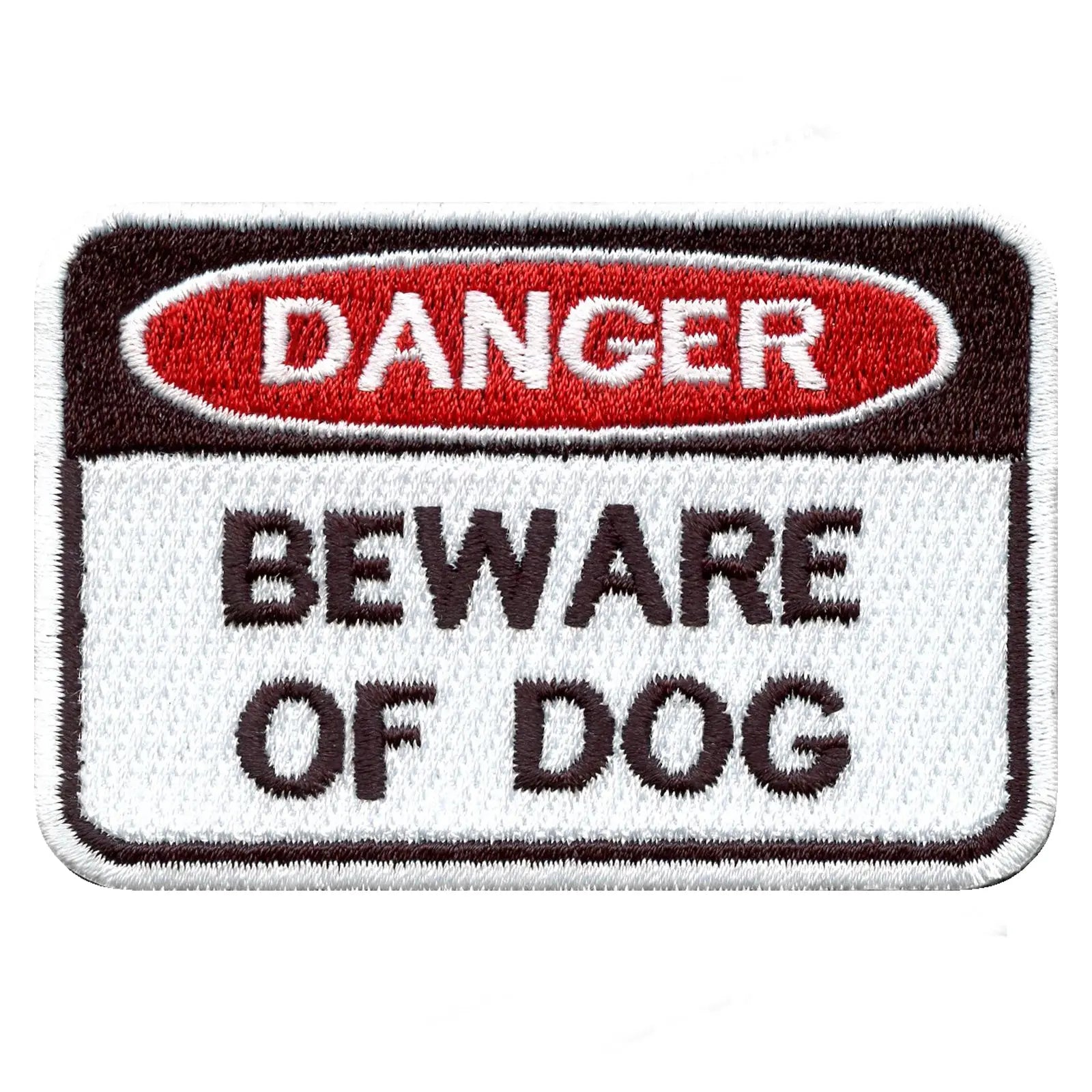 Beware of Dog Sign Embroidered Iron On Patch