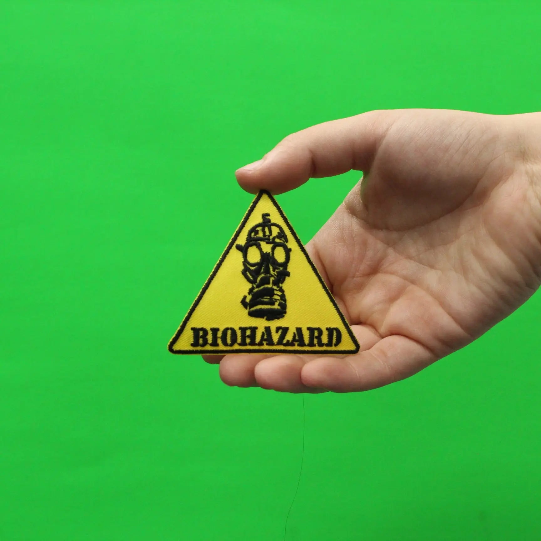 Biohazard Gas Mask Yellow Caution Sign Embroidered Iron On Patch