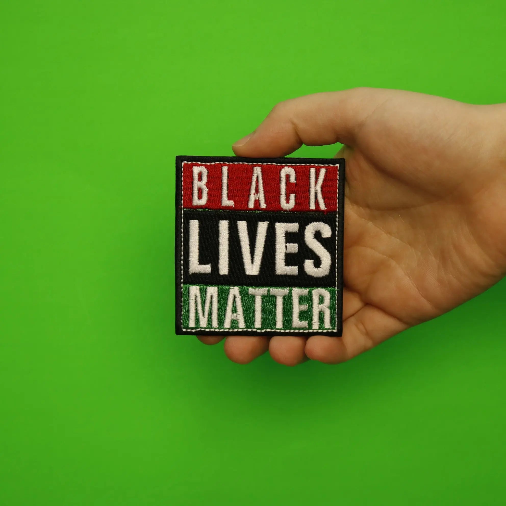 Black Lives Matter Pan-African Colors Box Logo Embroidered Iron On Patch