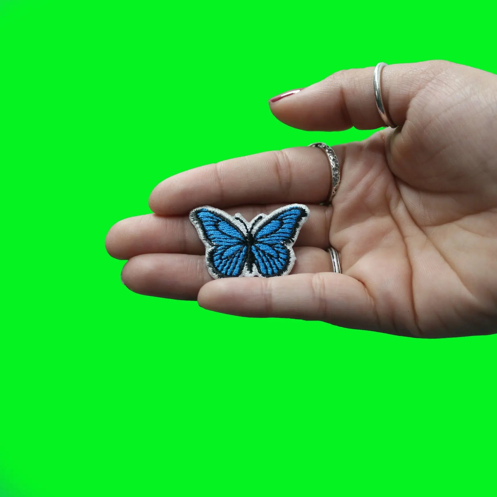 Blue Butterfly Hat Patch Embroidered Iron On