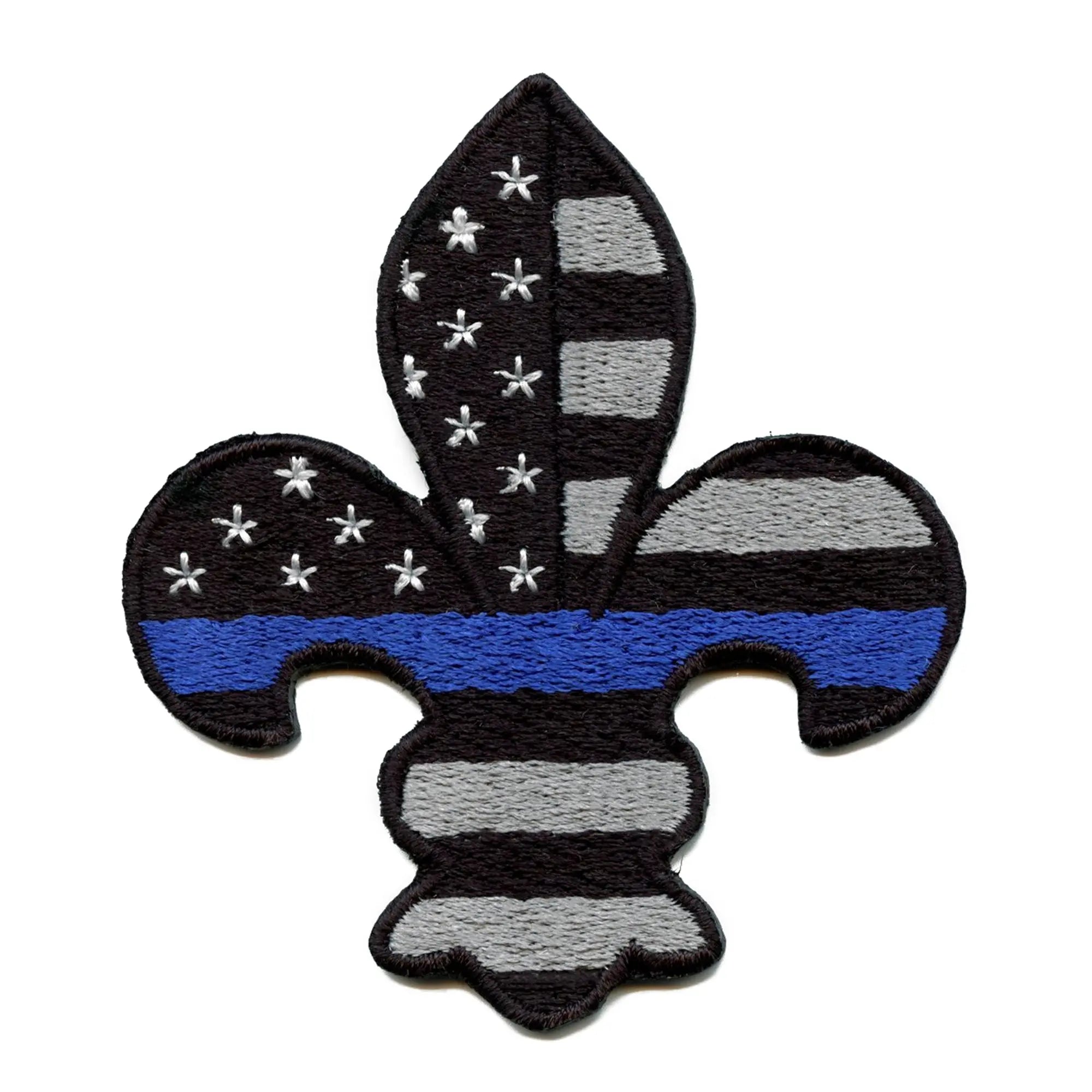 Blue Line Fleur-de-lis Patch Police Support Flag Embroidered Iron On